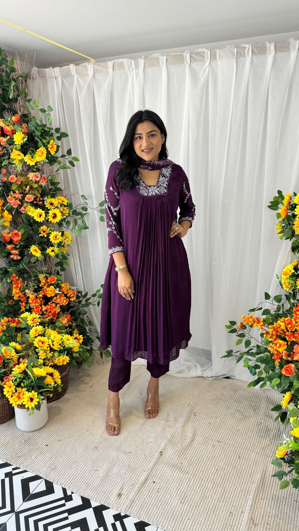 Maya Purple Handwork Suit Set