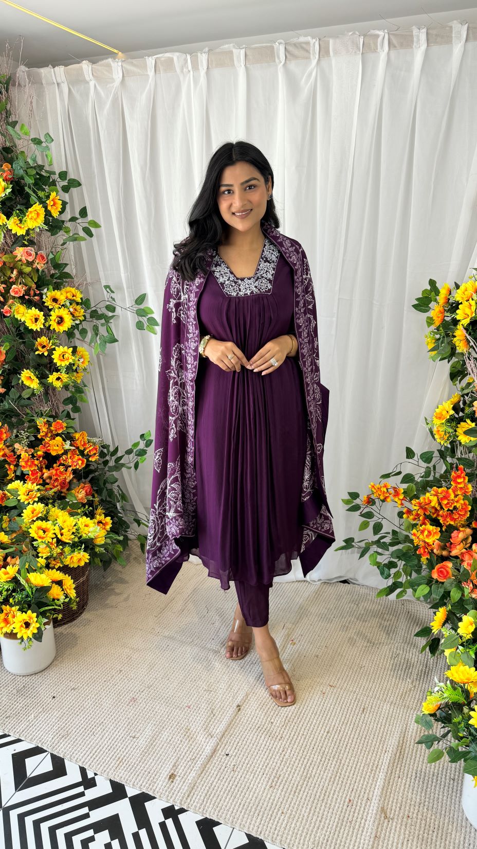 Maya Purple Handwork Suit Set