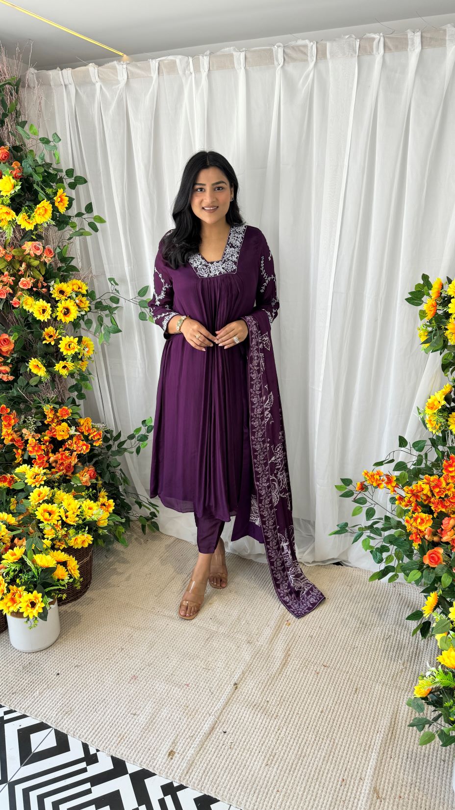 Maya Purple Handwork Suit Set