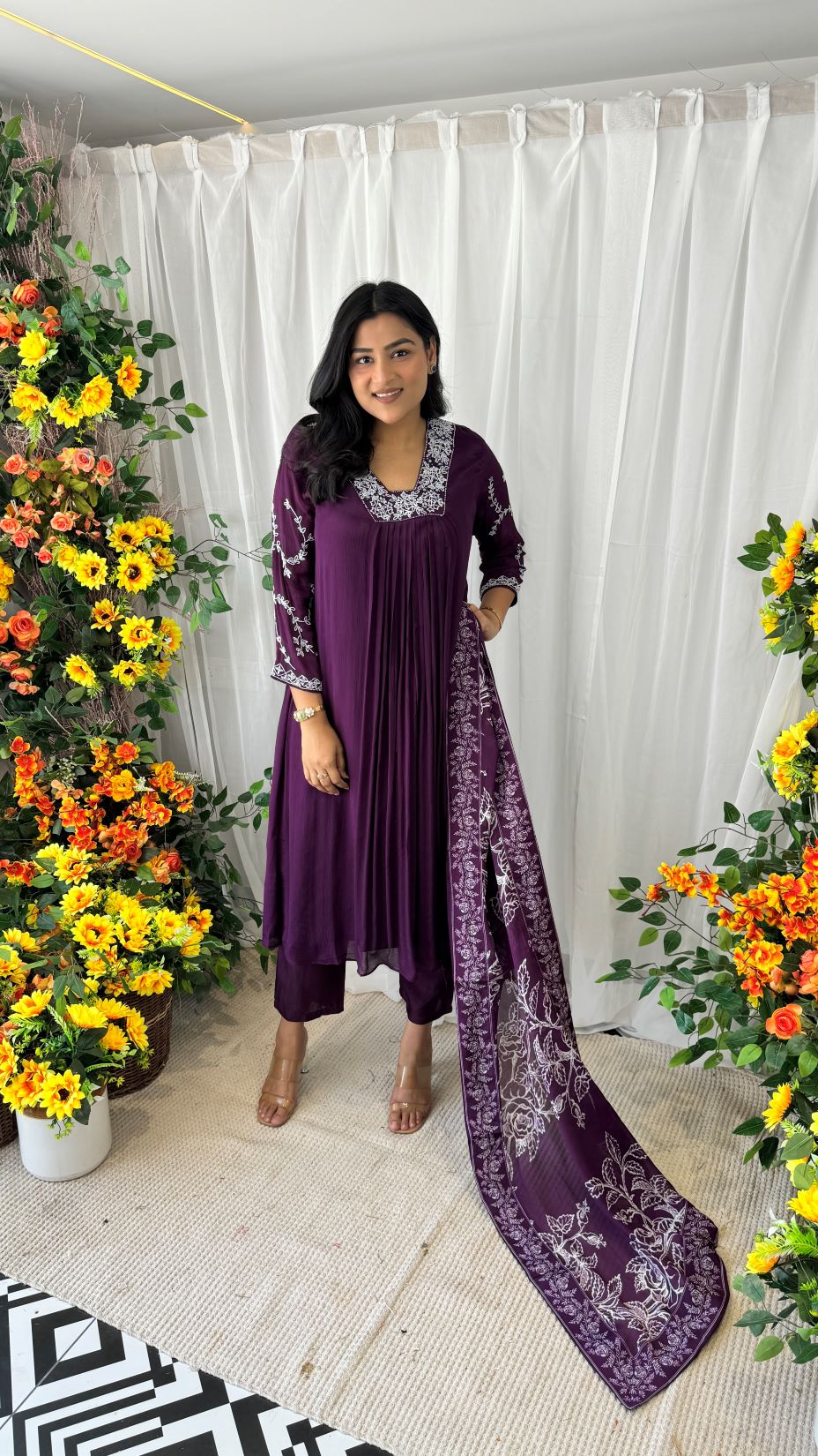 Maya Purple Handwork Suit Set