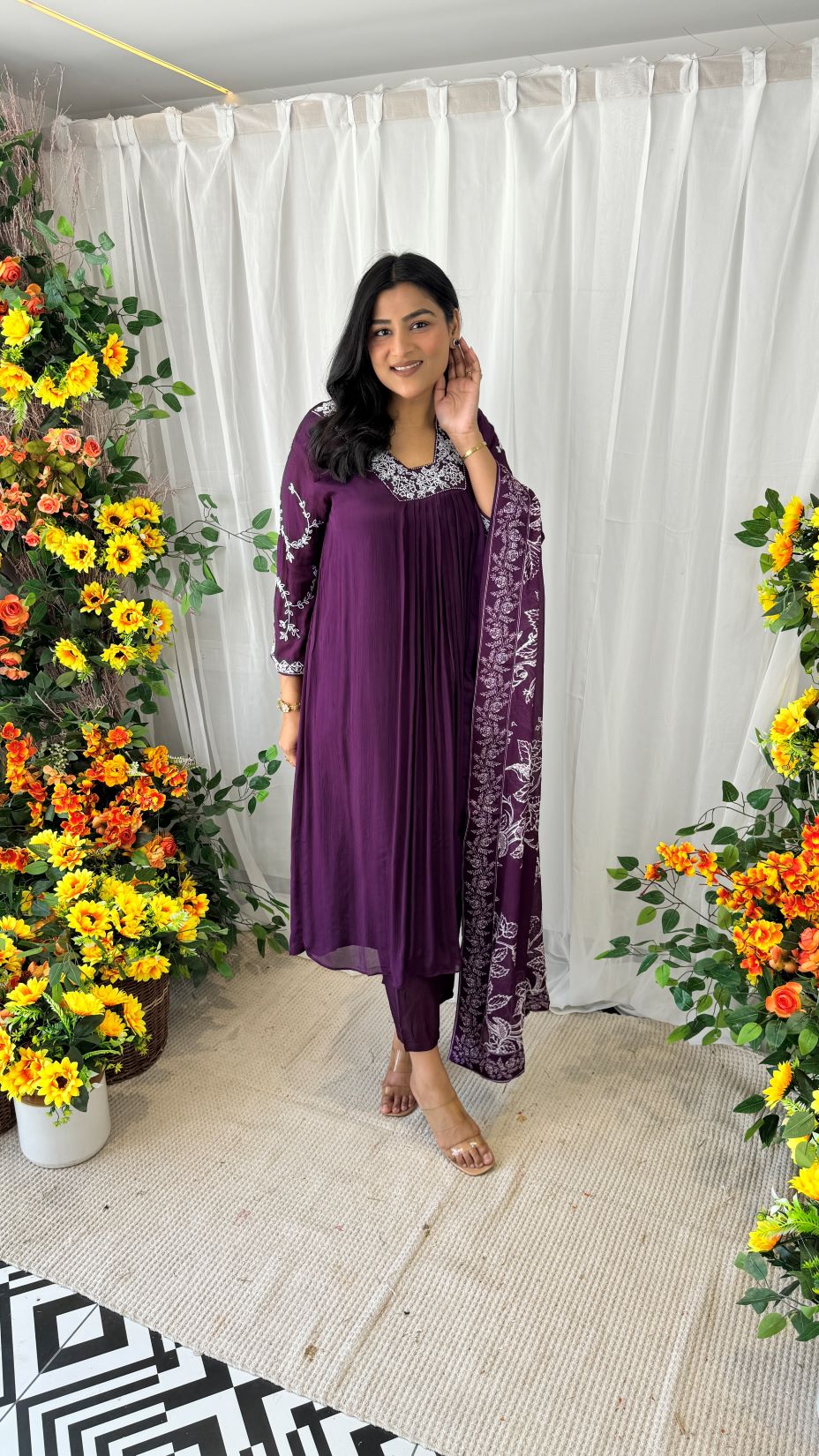 Maya Purple Handwork Suit Set