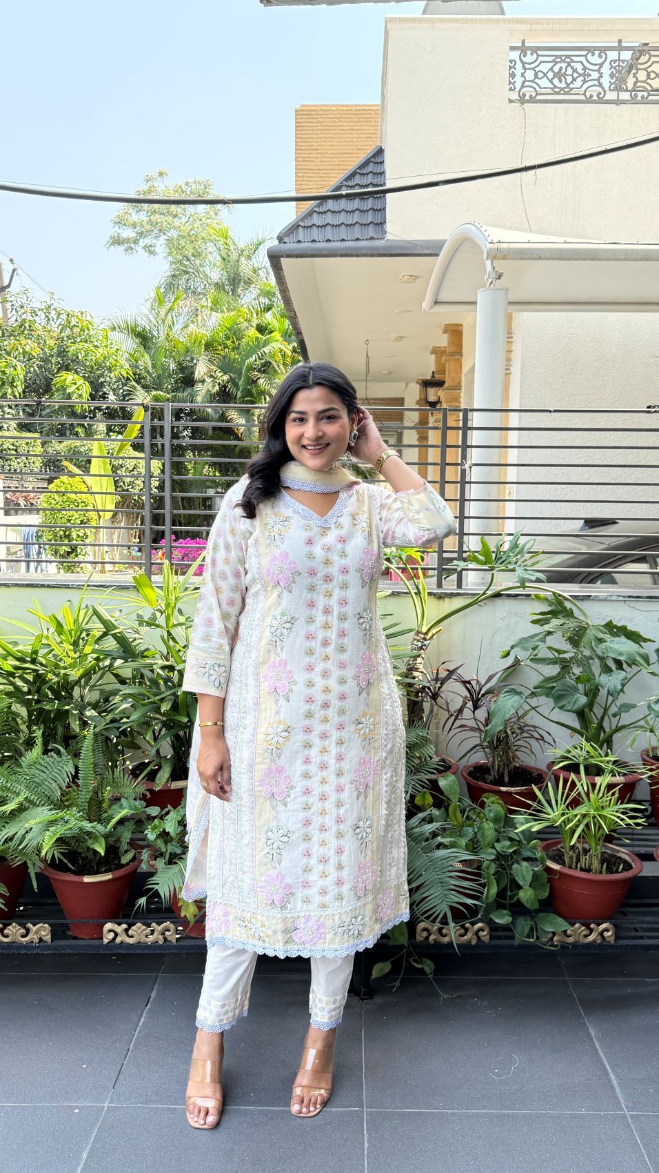 Multicolor Pure Linen Suit Set 