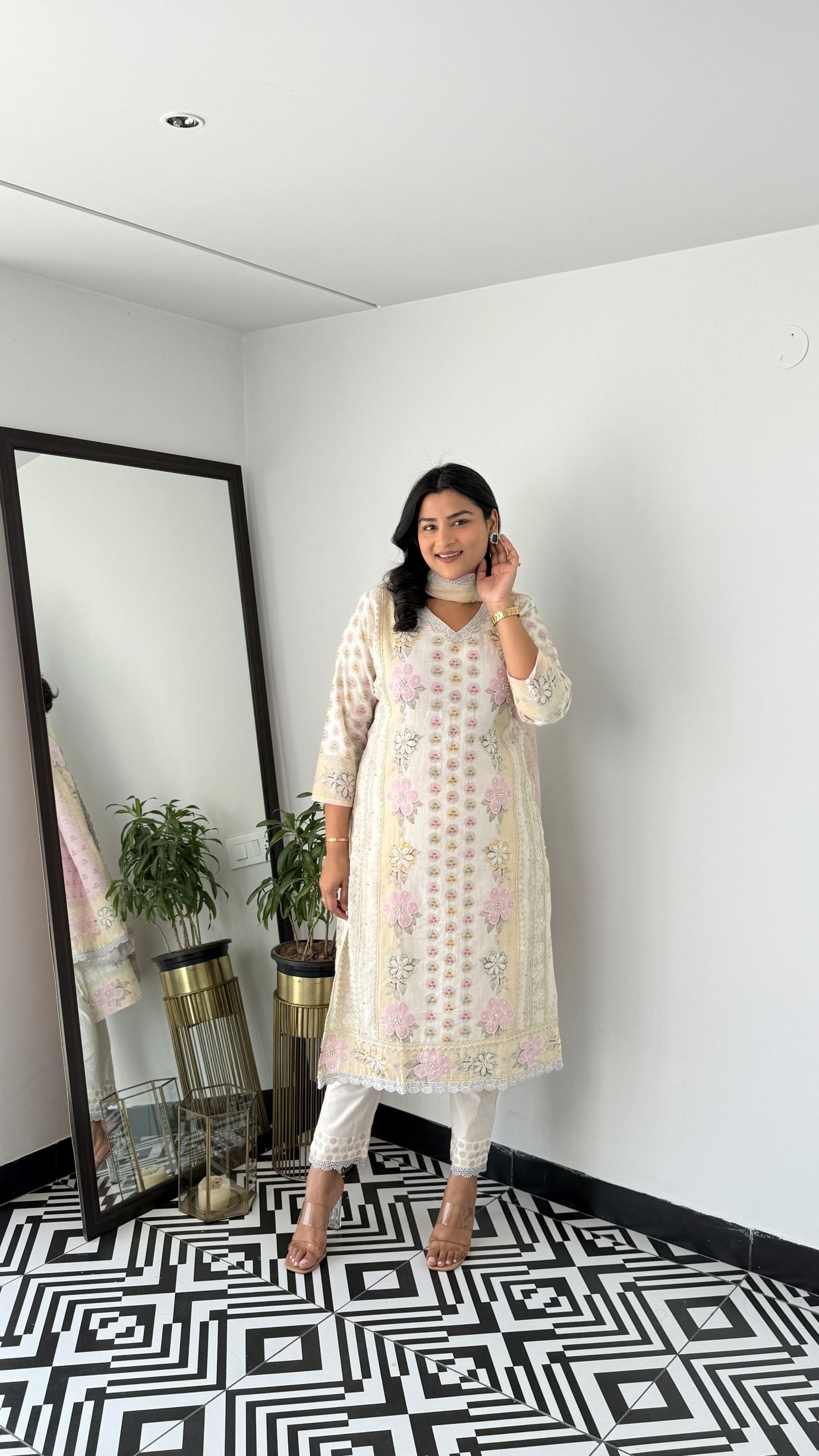Multicolor Pure Linen Suit Set 