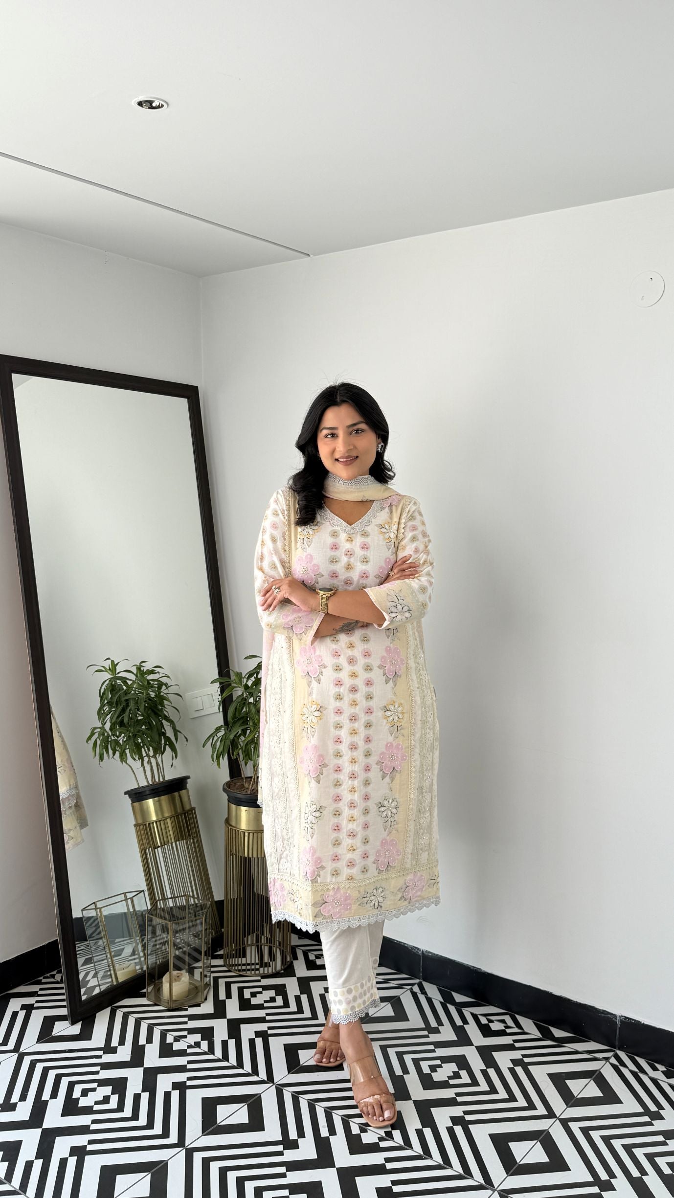 Multicolor Pure Linen Suit Set 