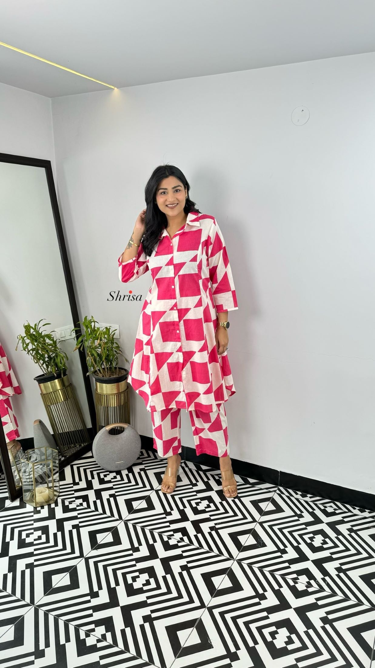 Pink Abstract Cotton Cord Set