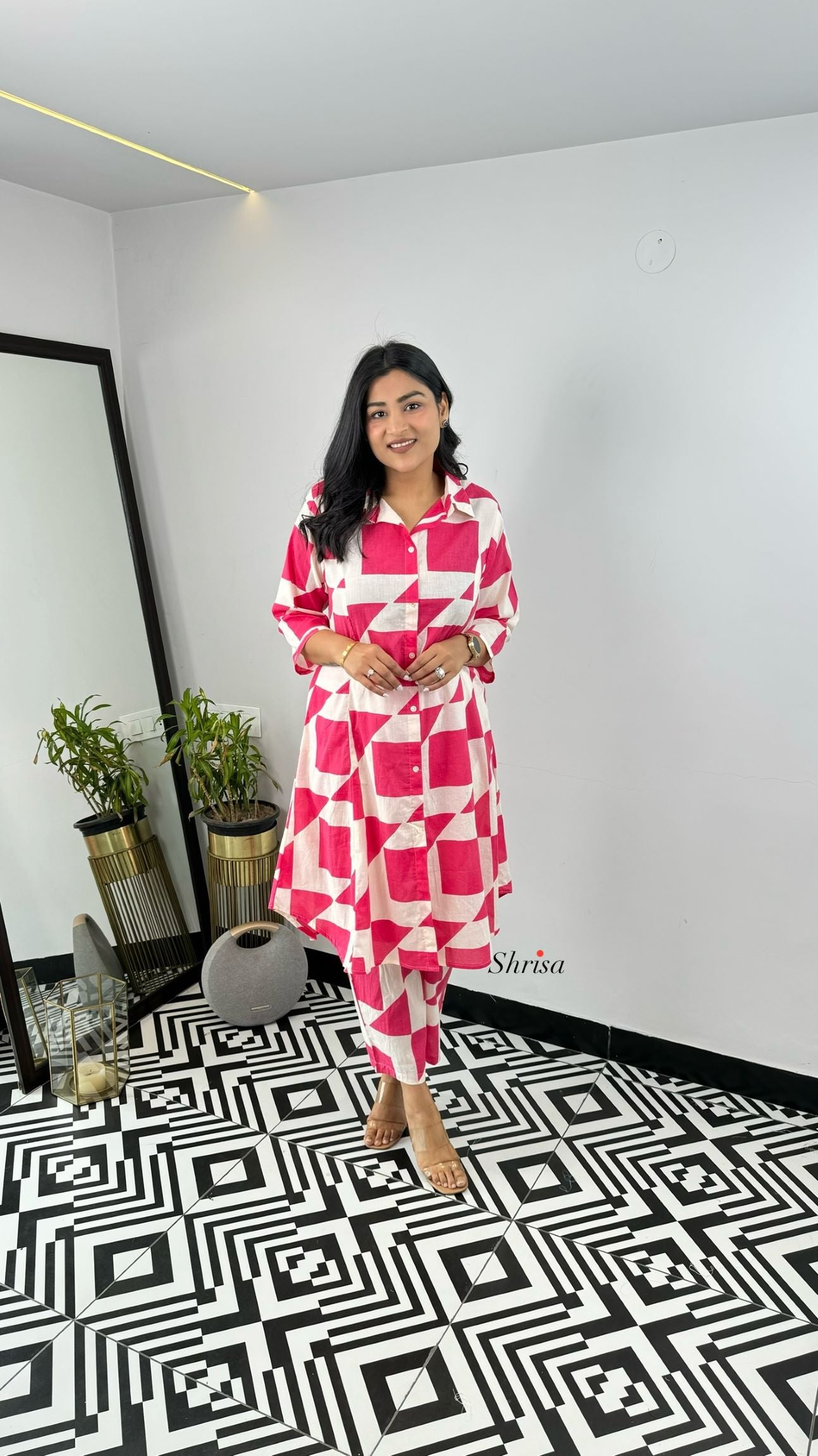 Pink Abstract Cotton Cord Set