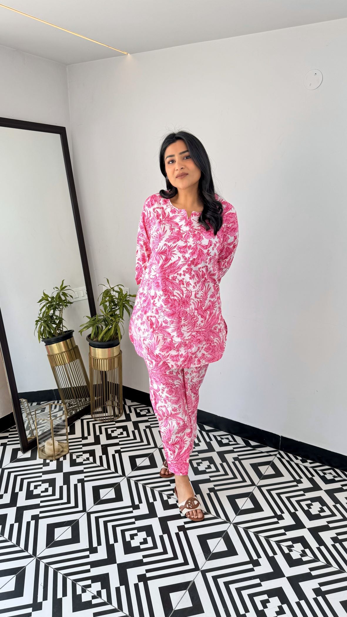 Pink Spring Short Cotton Cord Set