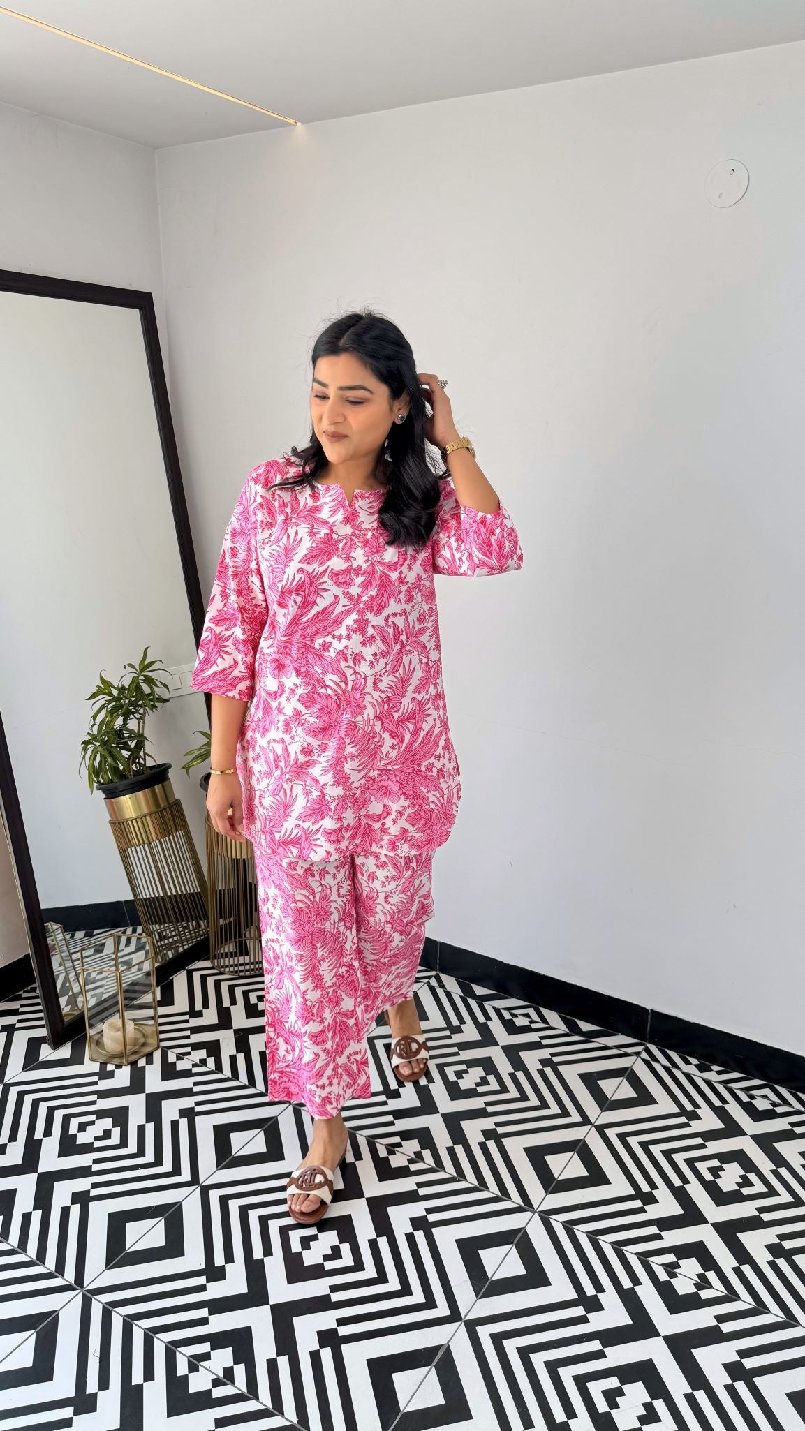 Pink Spring Short Cotton Cord Set