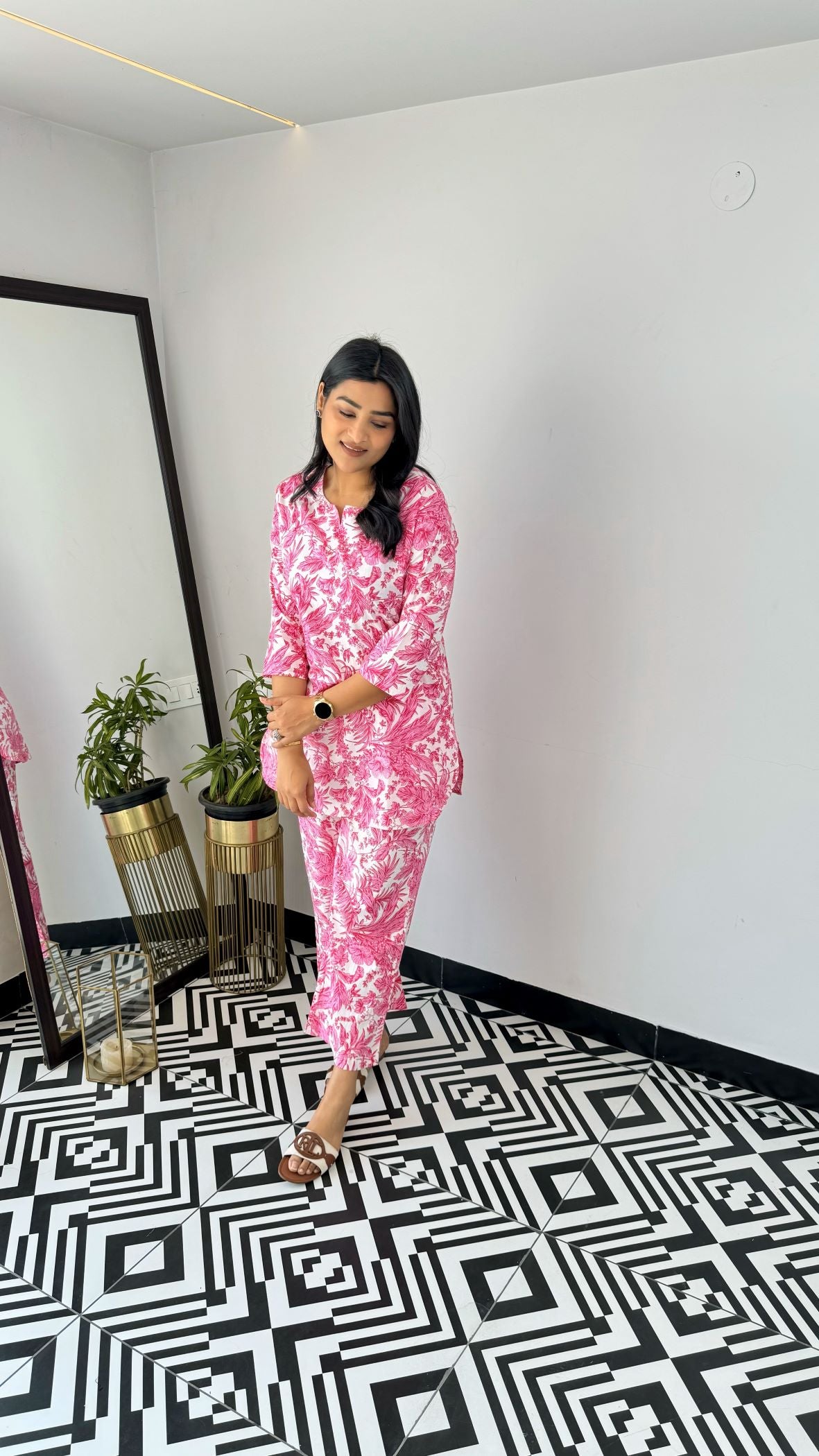 Pink Spring Short Cotton Cord Set