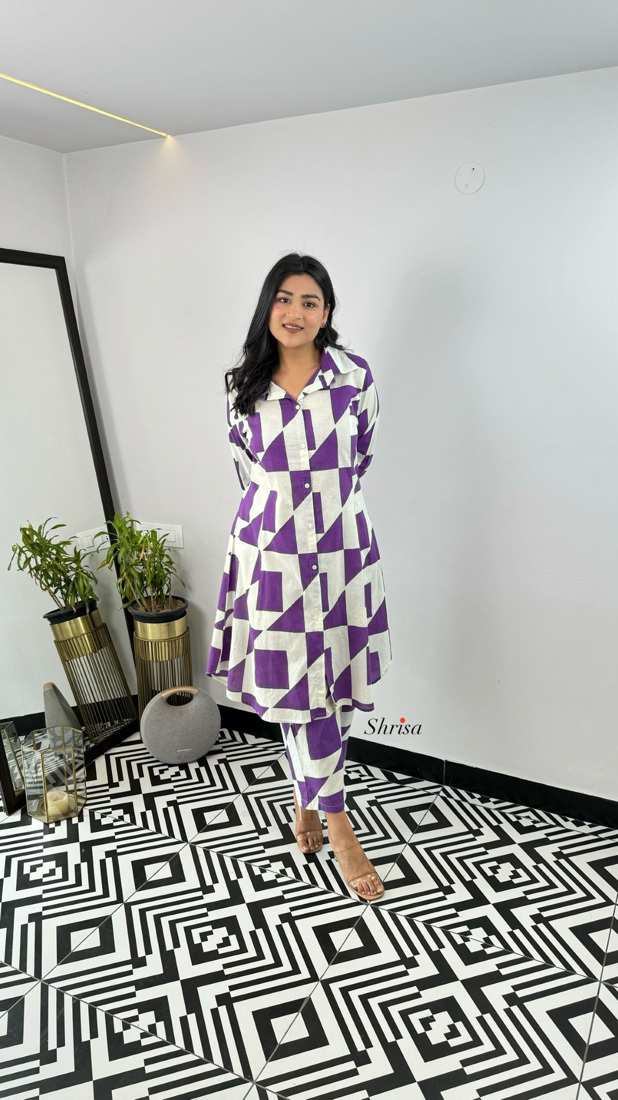 Purple Abstract Cotton Cord Set