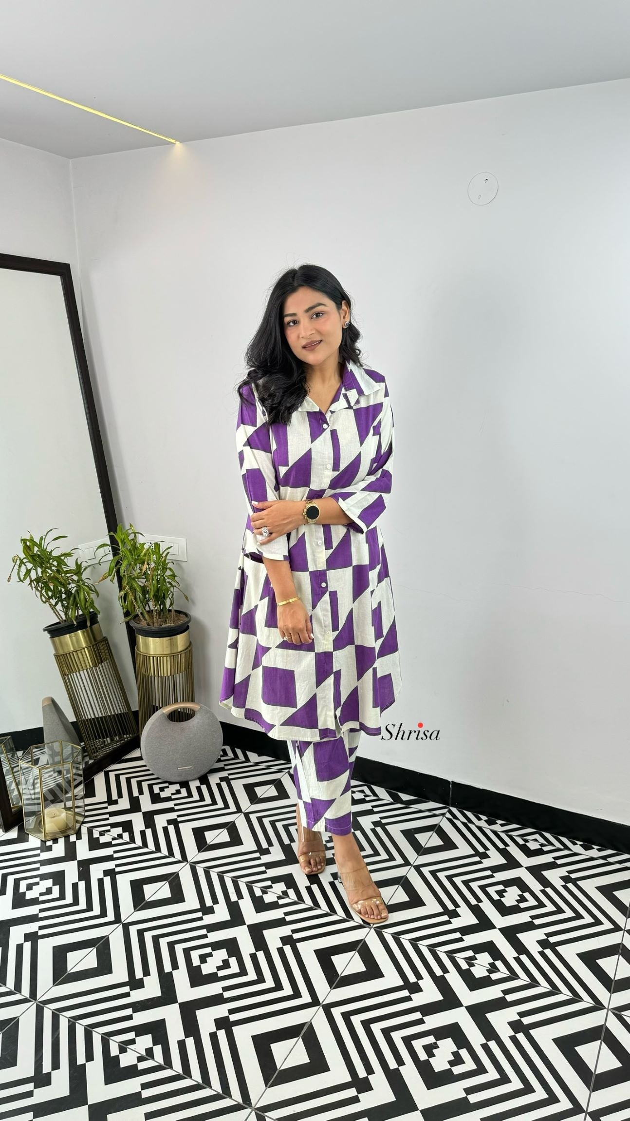 Purple Abstract Cotton Cord Set