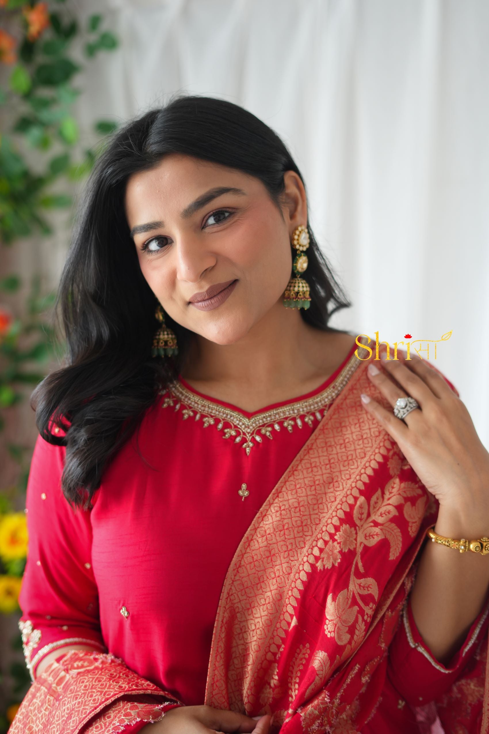 Red Dabka Suit Set