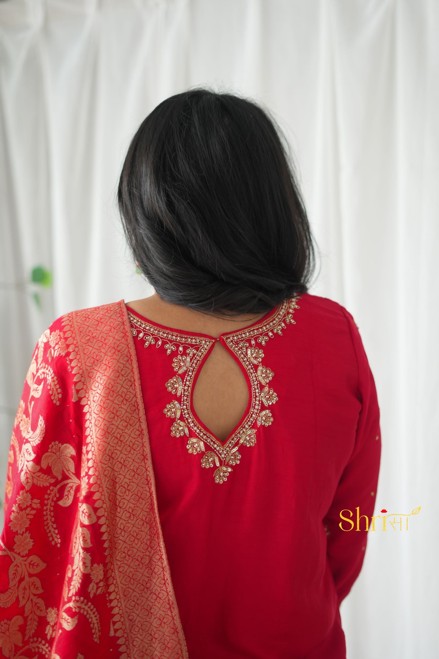 Red Dabka Suit Set
