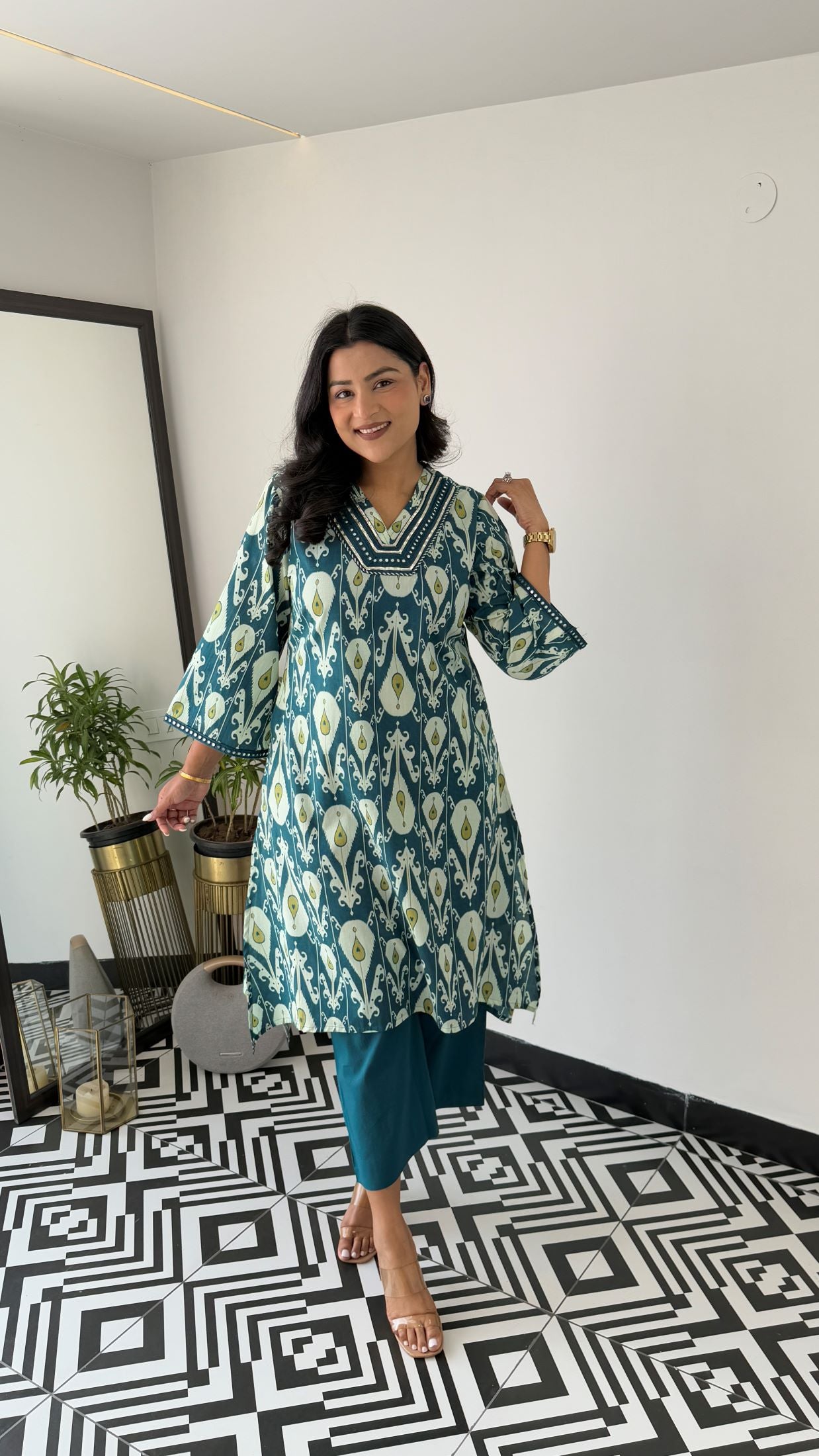 Regal Turquoise Kurta Pants