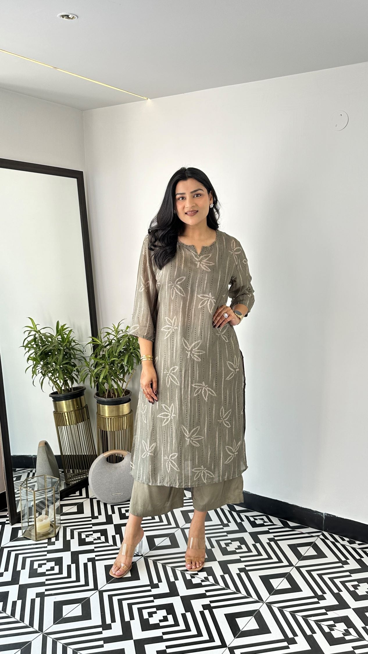 SAANJH Dusty Green Kurta Set