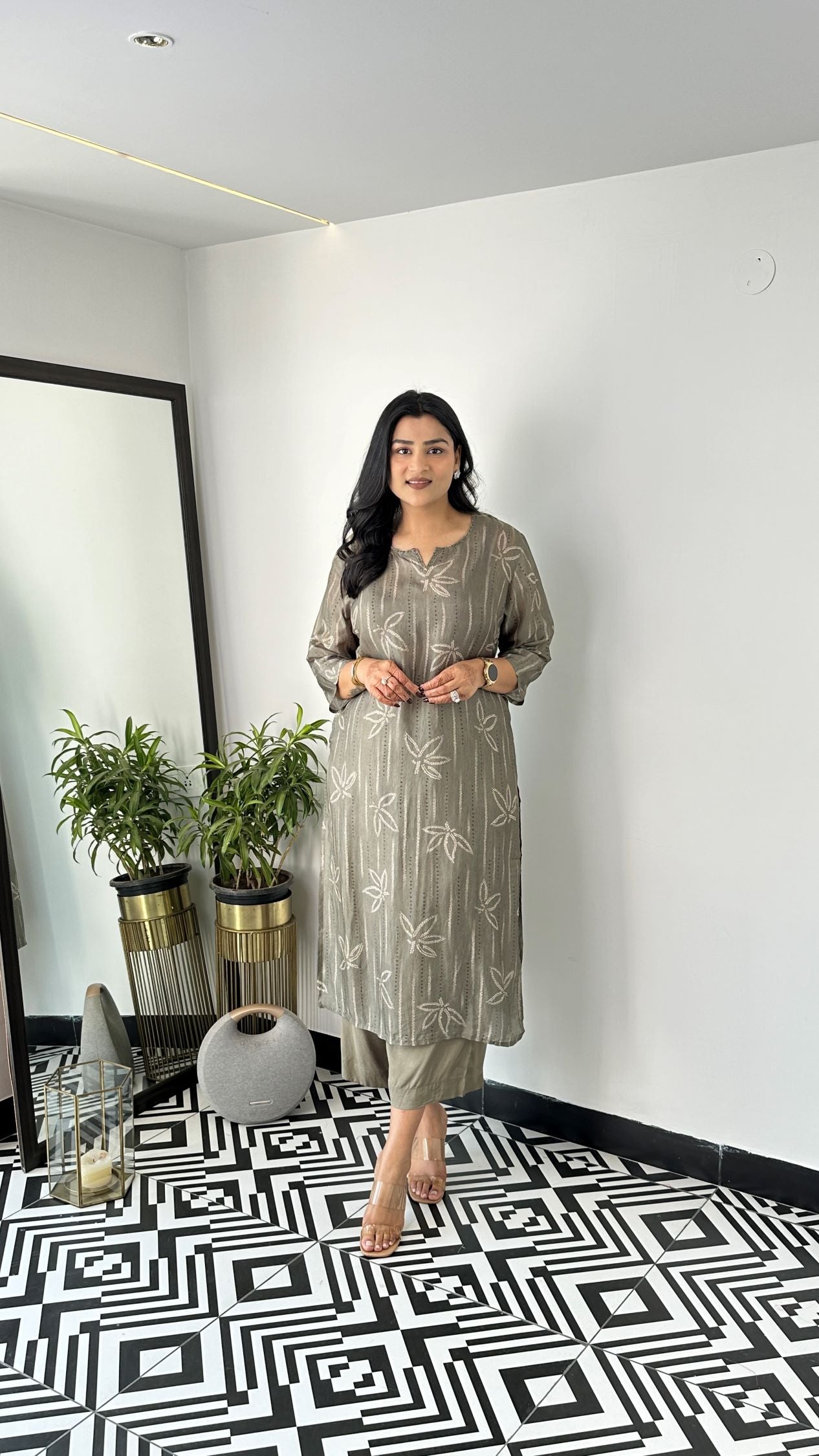 SAANJH Dusty Green Kurta Set