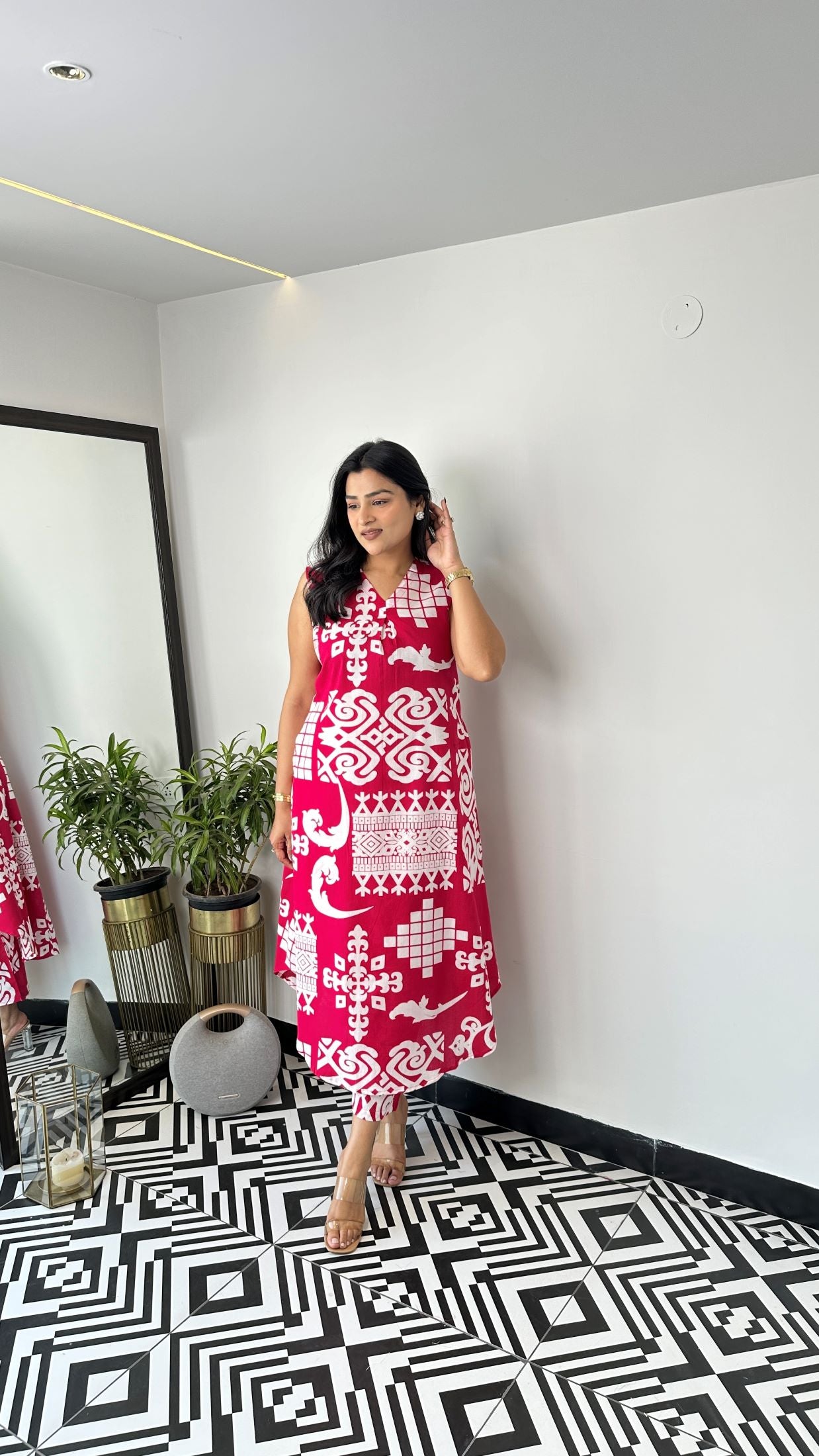 Sleeveless Vintage Pink Kurta Pants
