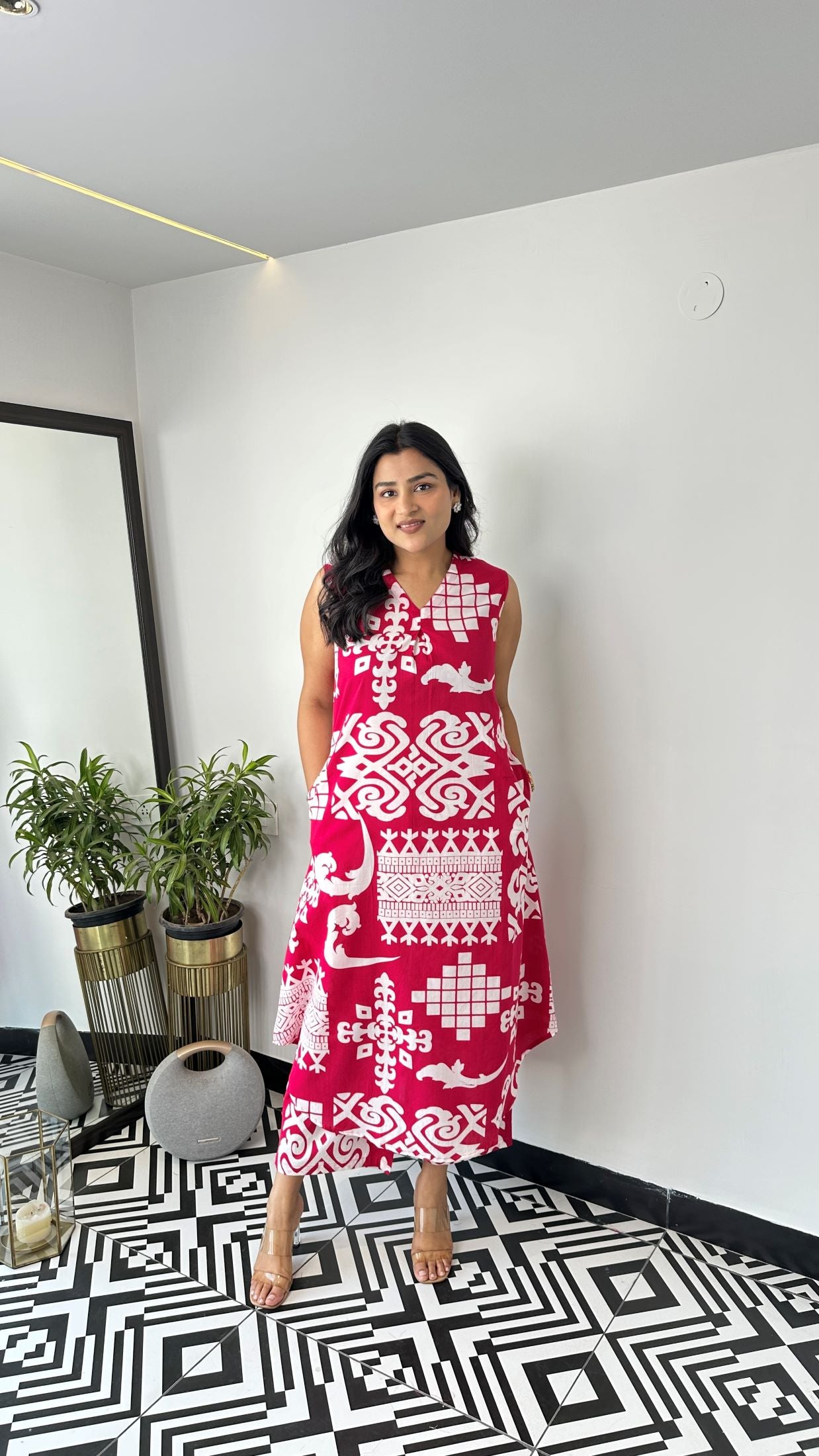 Sleeveless Vintage Pink Kurta Pants