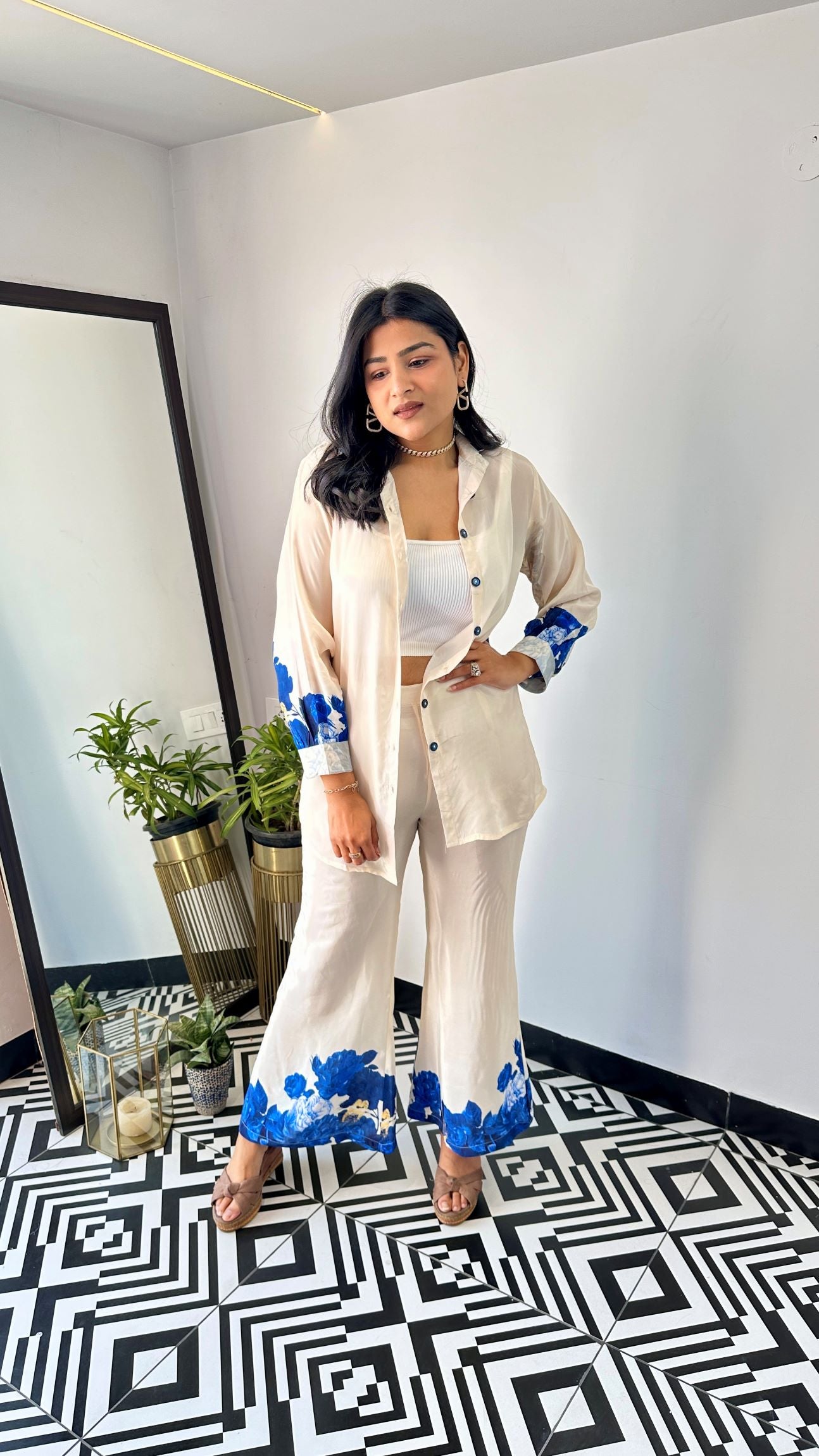 Sapphire Crepe Cord Set shrisa.in