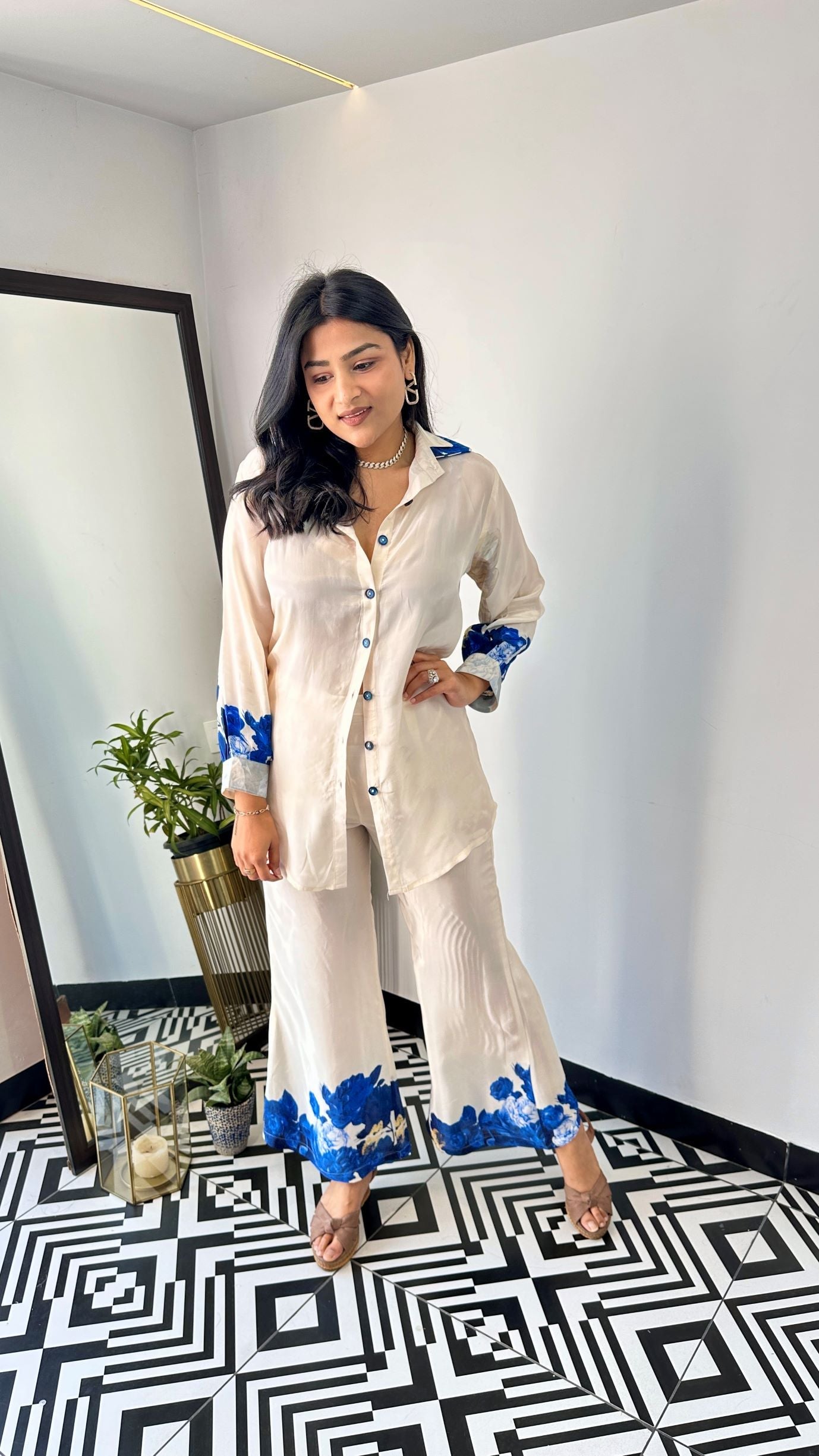 Sapphire Crepe Cord Set shrisa.in