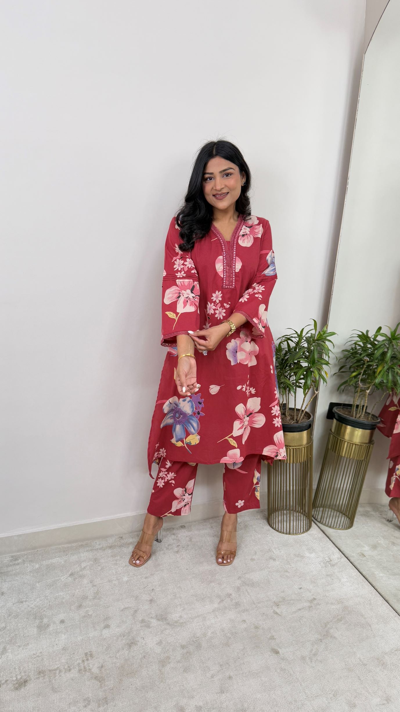 Sara Red Kurta Pants