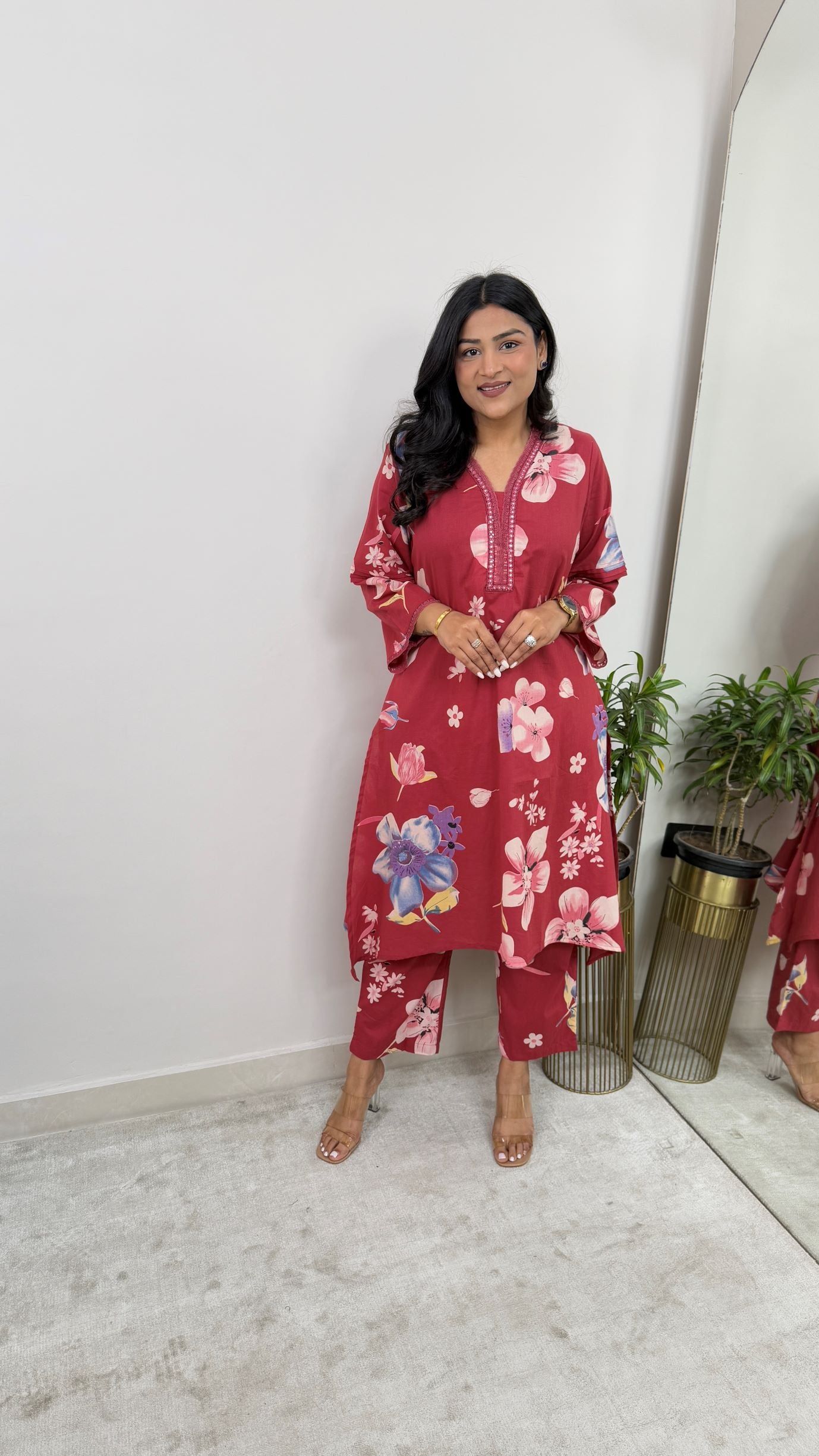 Sara Red Kurta Pants