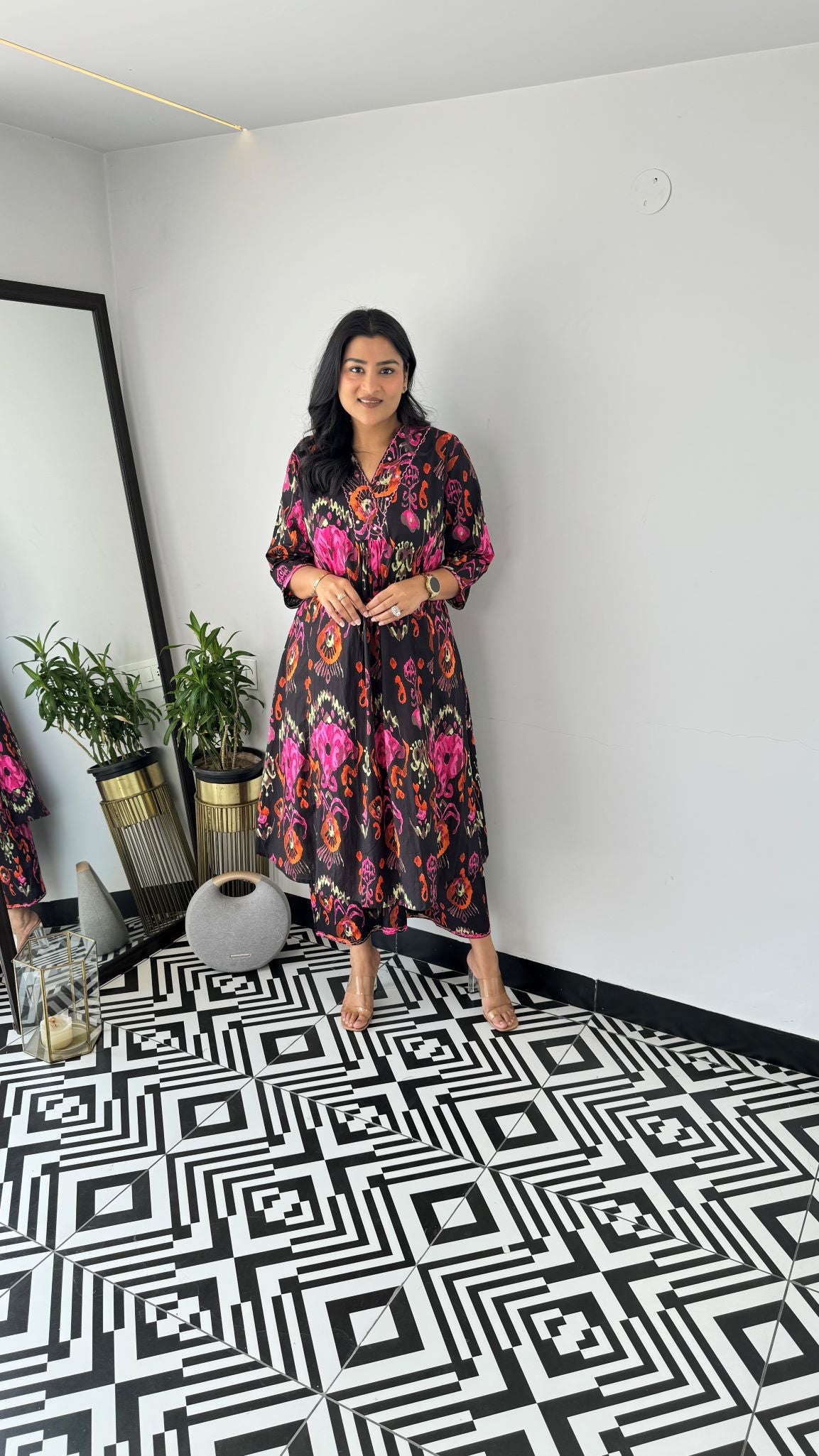 Staple Black Patola Kurta Pants