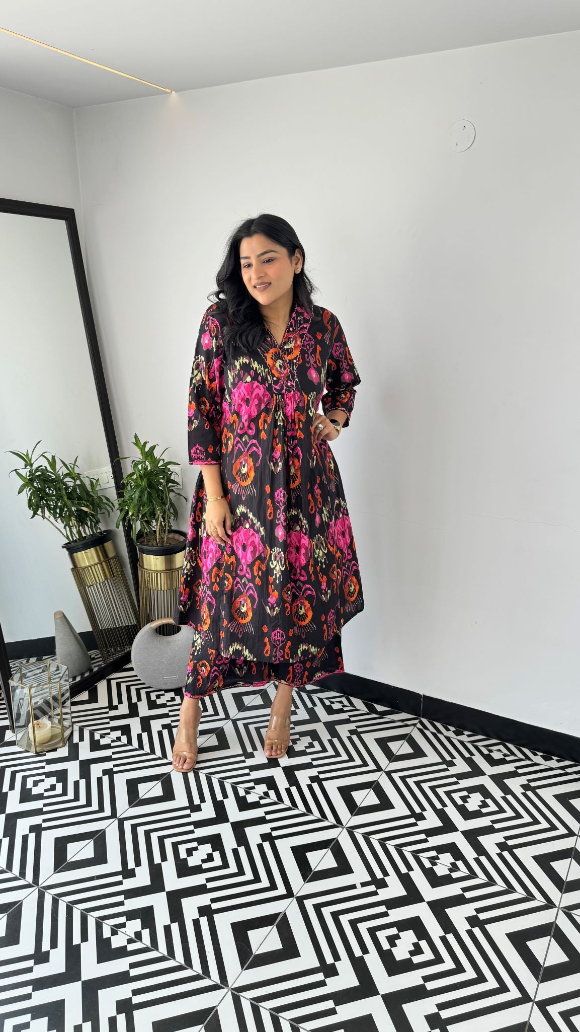 Staple Black Patola Kurta Pants