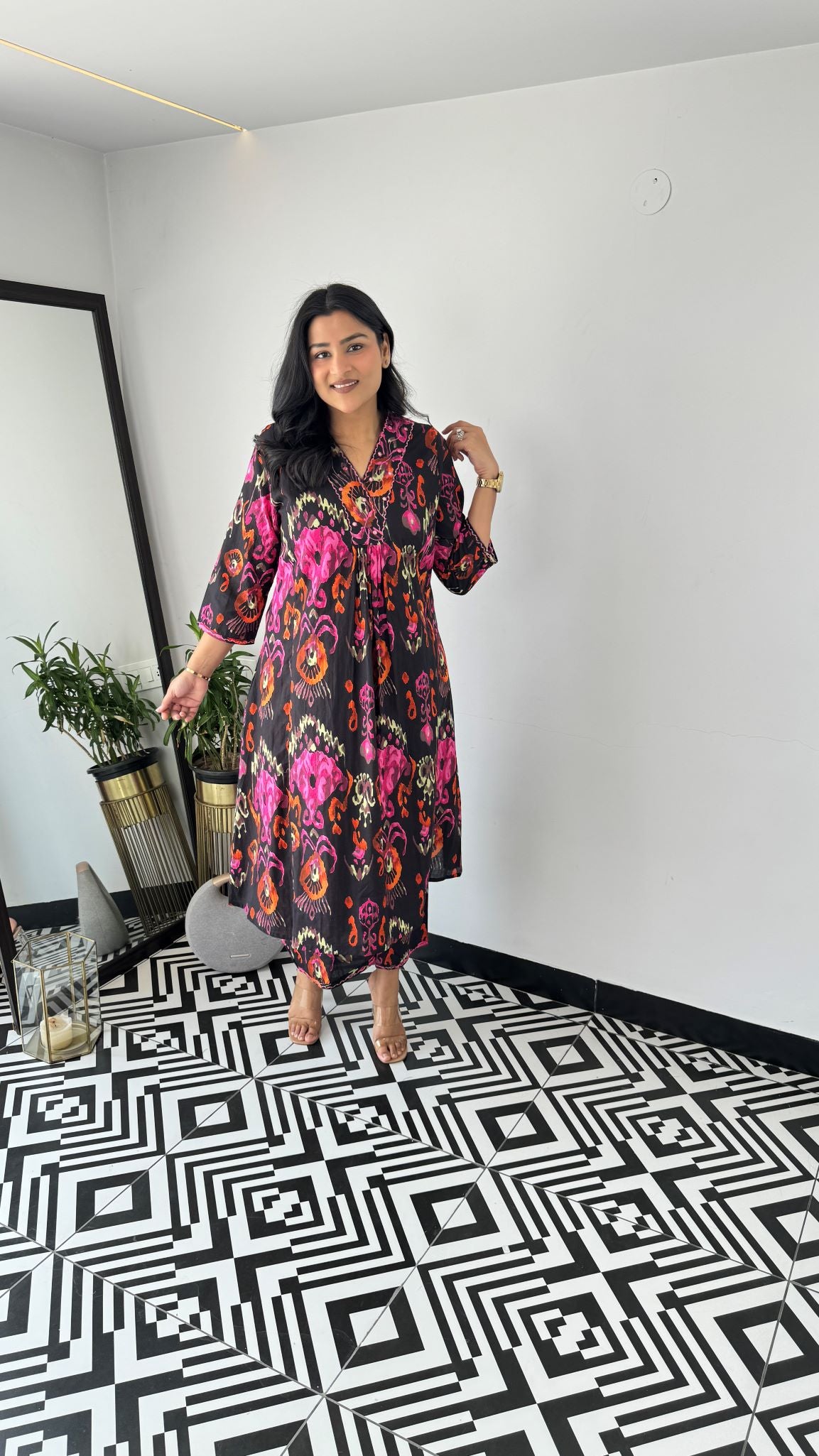 Staple Black Patola Kurta Pants