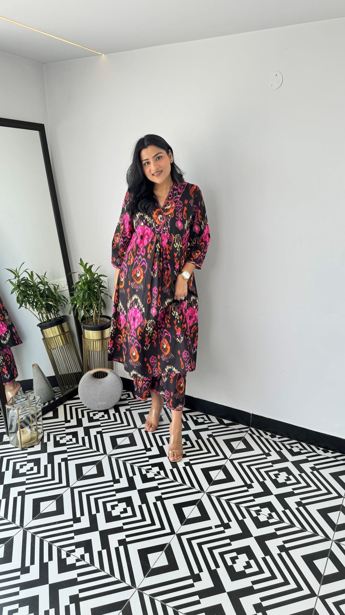 Staple Black Patola Kurta Pants