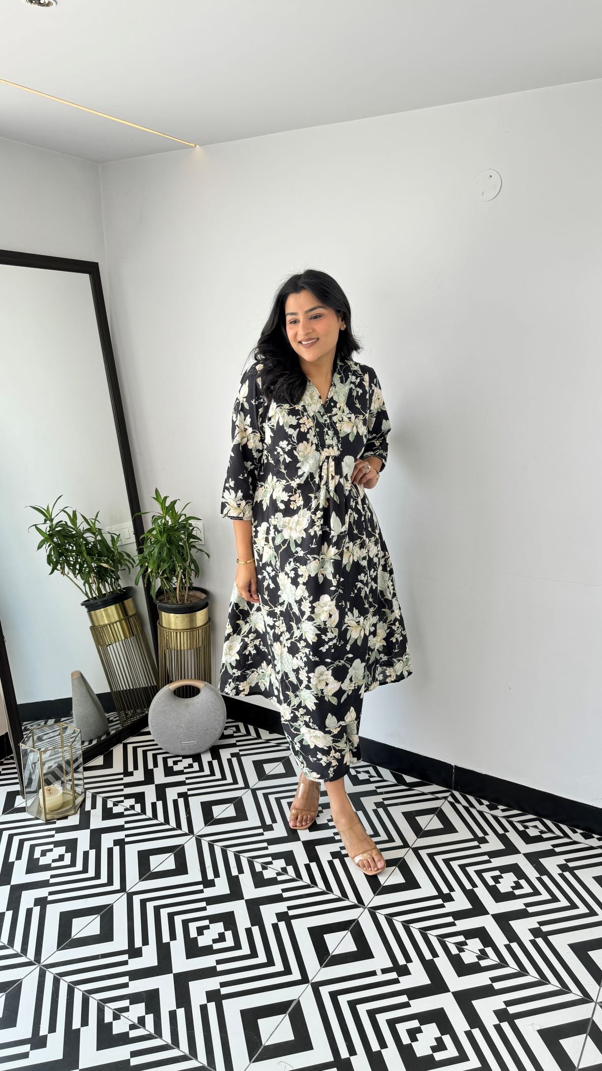 Staple Black Ruffle Kurta Pants