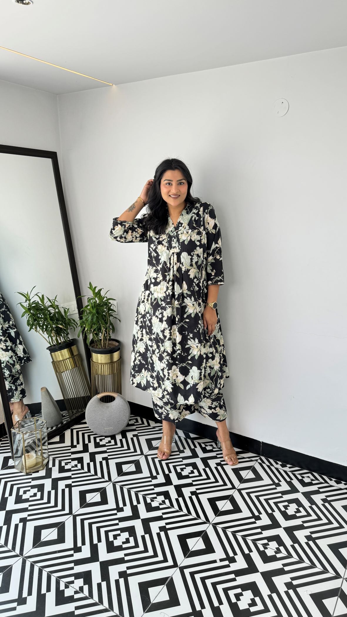 Staple Black Ruffle Kurta Pants