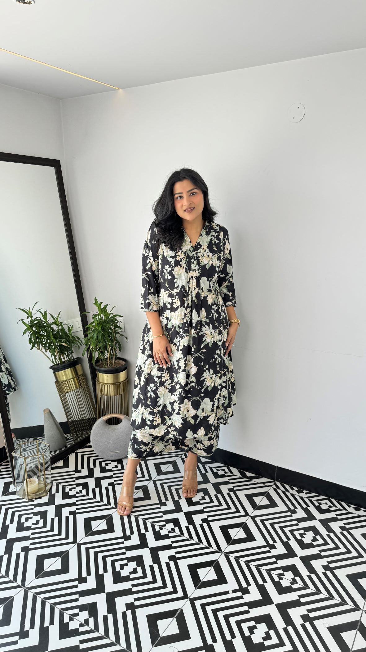 Staple Black Ruffle Kurta Pants