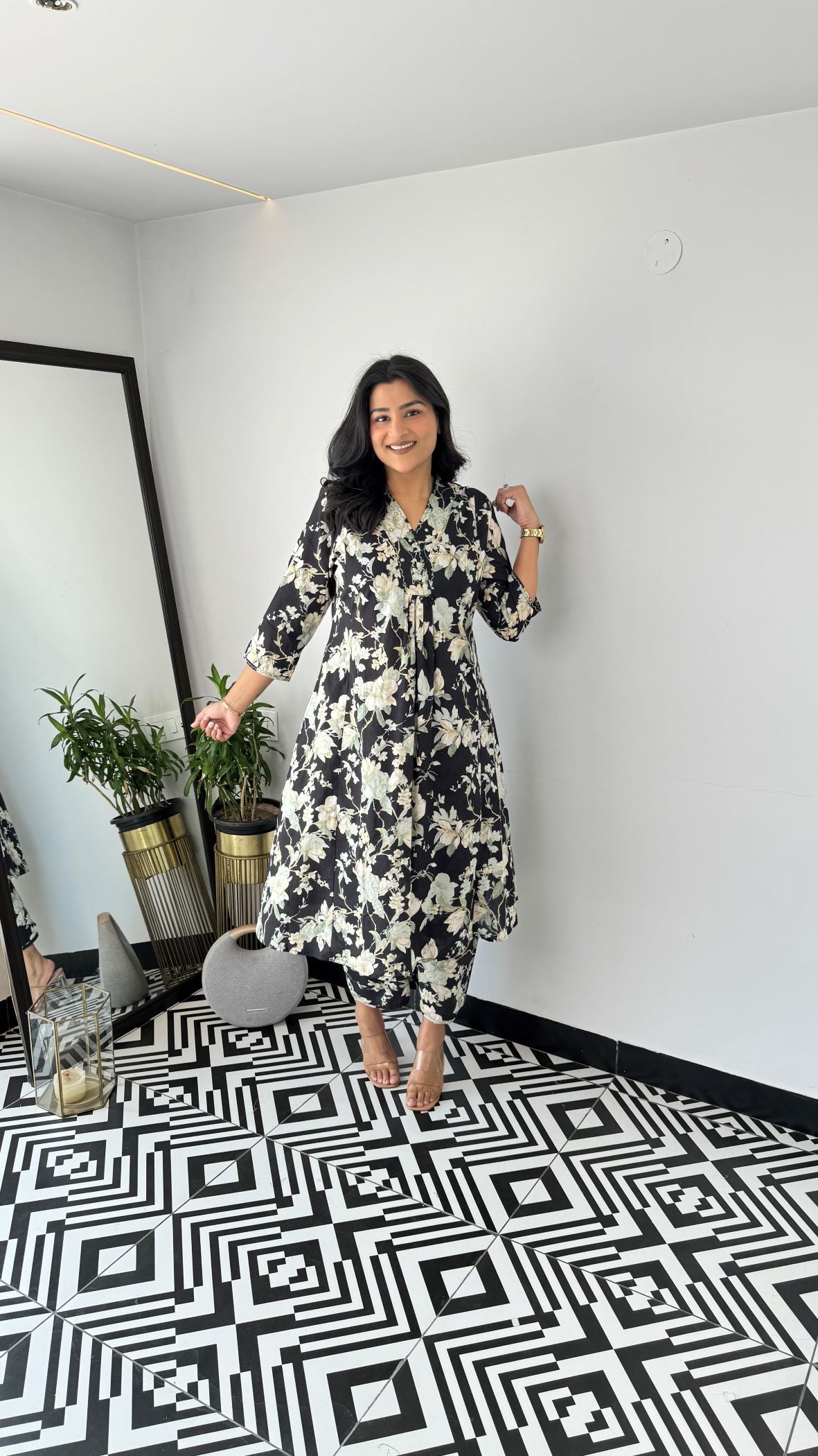 Staple Black Ruffle Kurta Pants