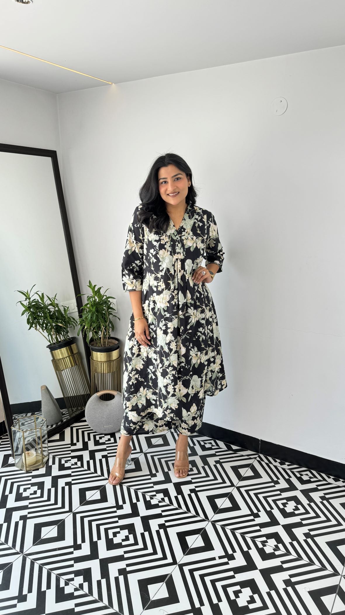 Staple Black Ruffle Kurta Pants