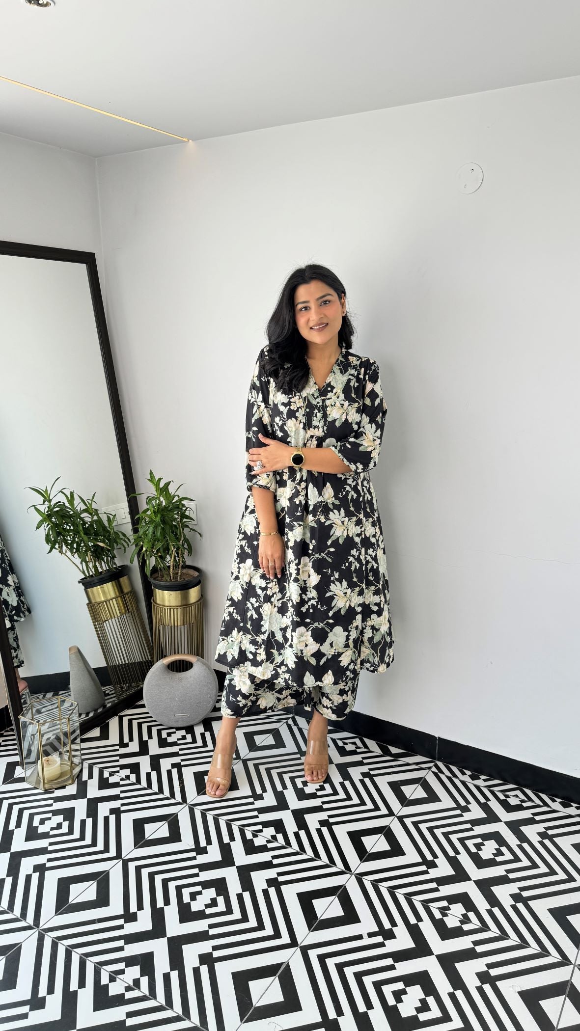 Staple Black Ruffle Kurta Pants