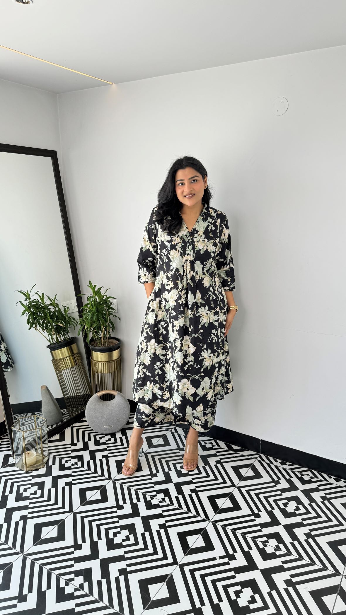 Staple Black Ruffle Kurta Pants