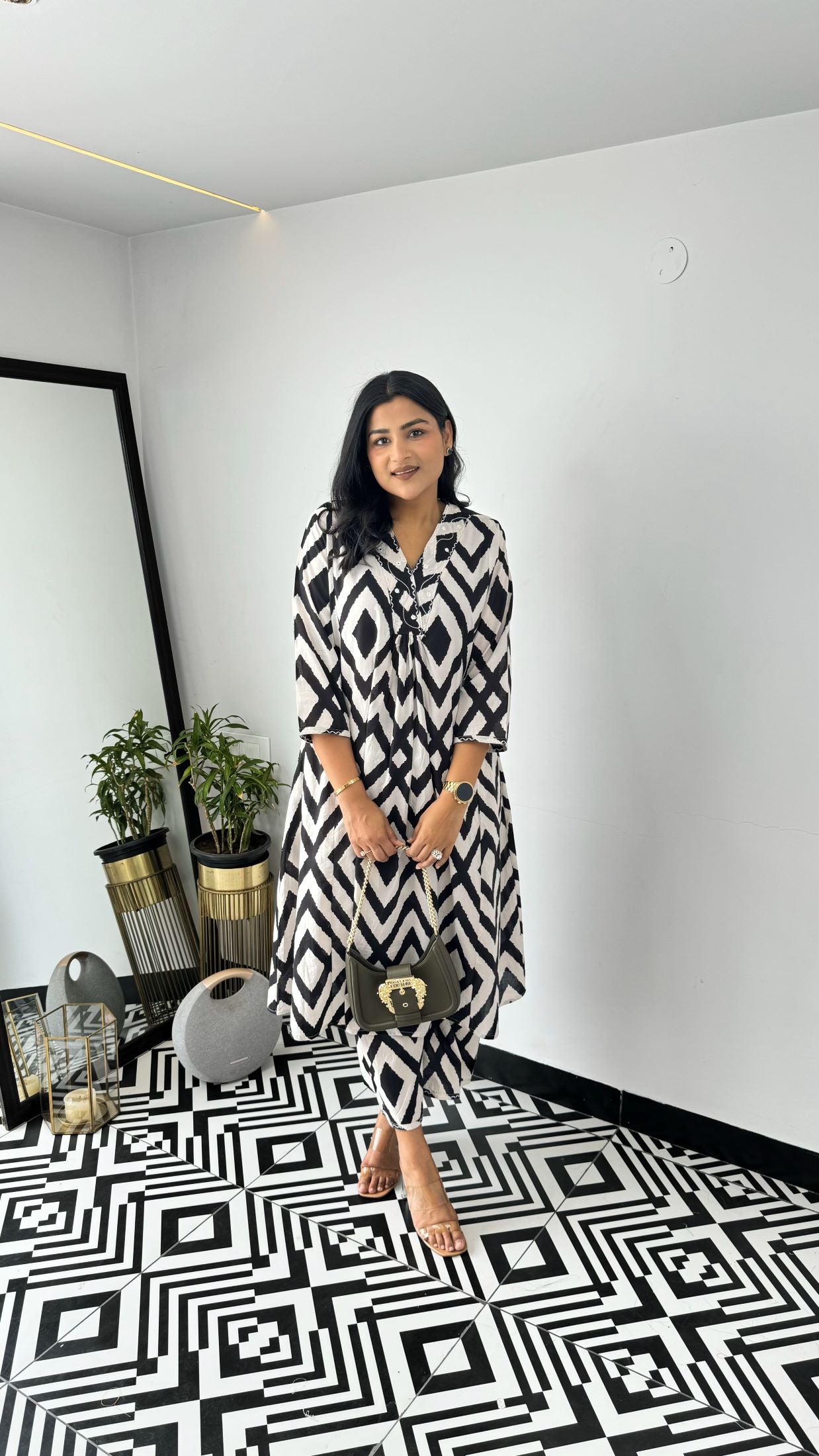 Staple Black and White Boho Kurta Pants