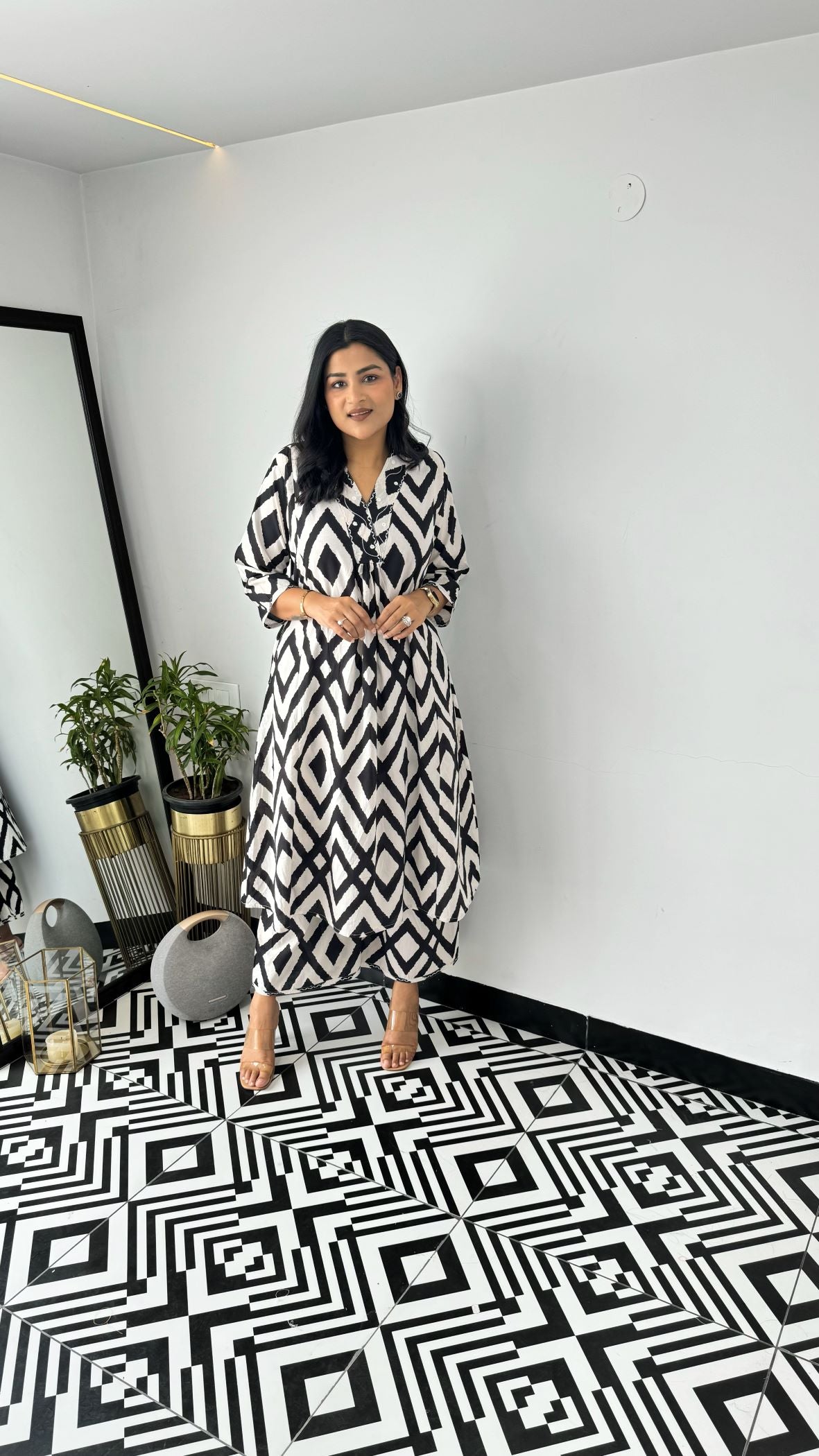 Staple Black and White Boho Kurta Pants