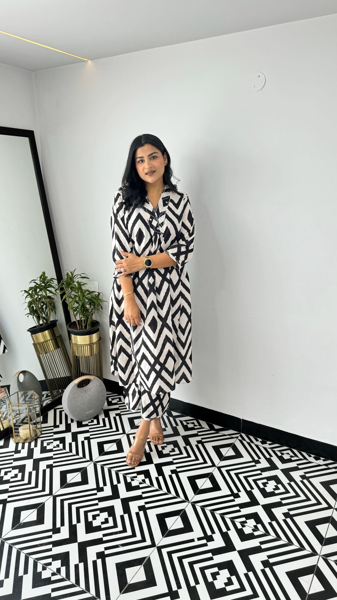 Staple Black and White Boho Kurta Pants