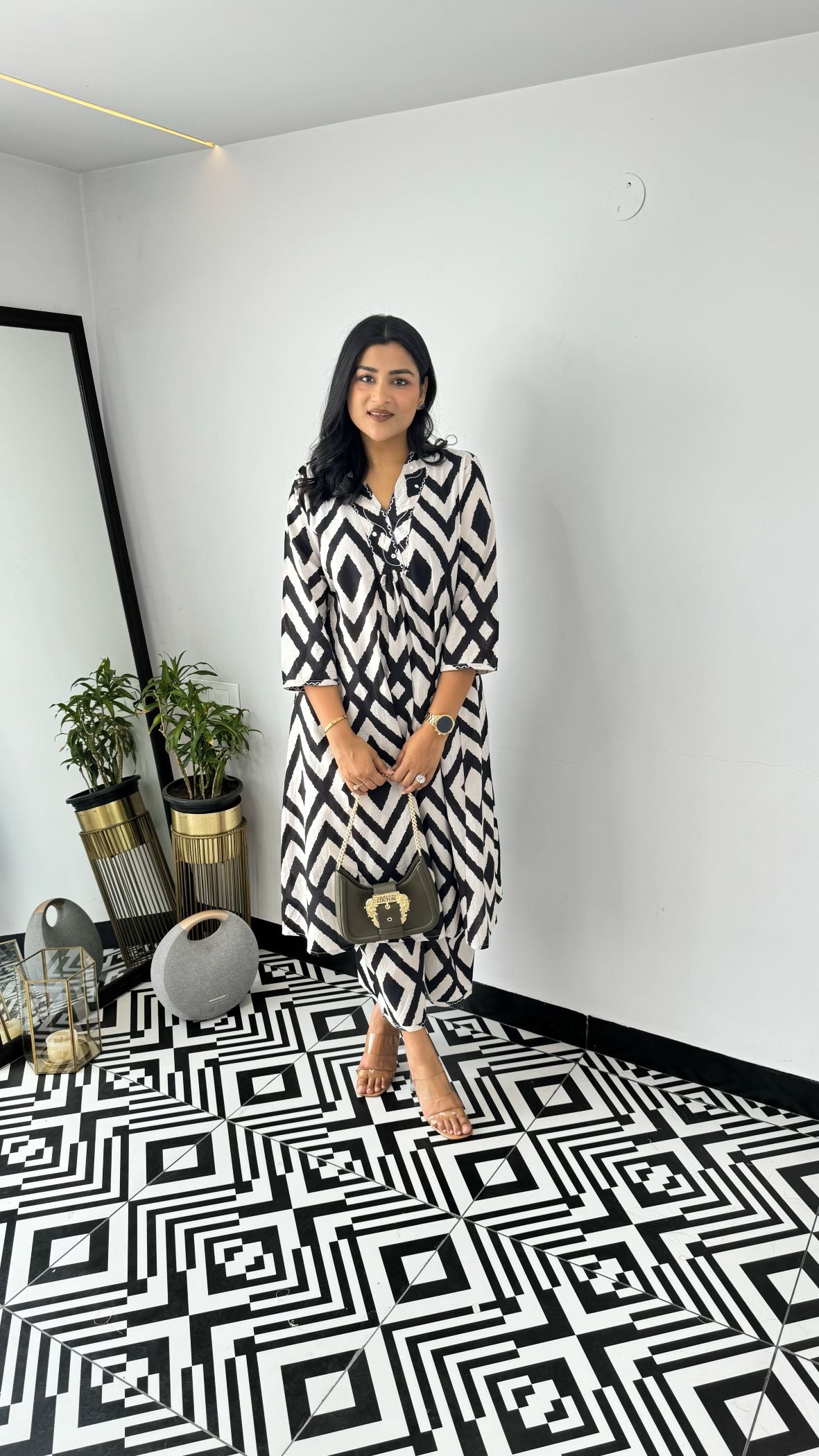 Staple Black and White Boho Kurta Pants
