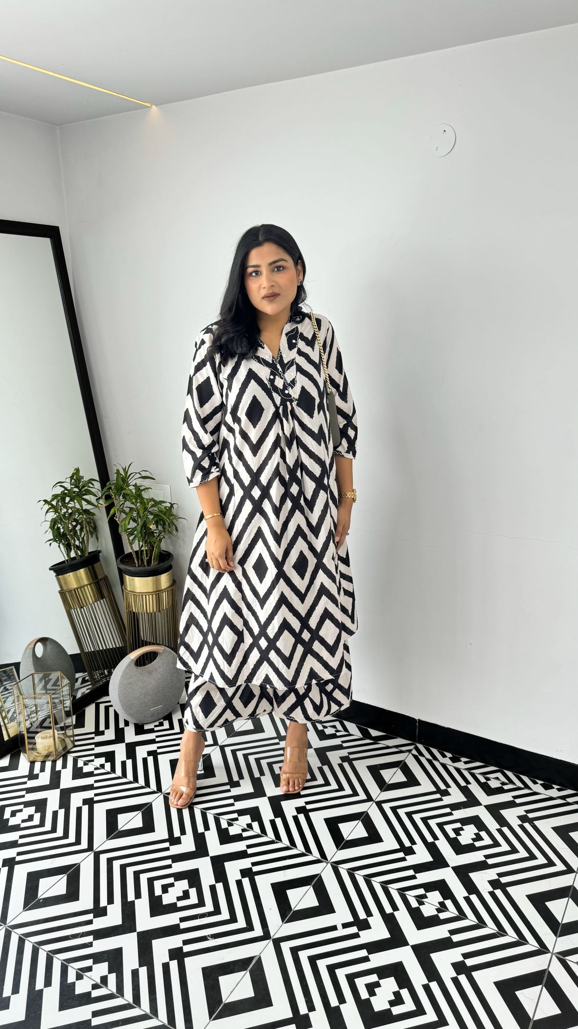 Staple Black and White Boho Kurta Pants