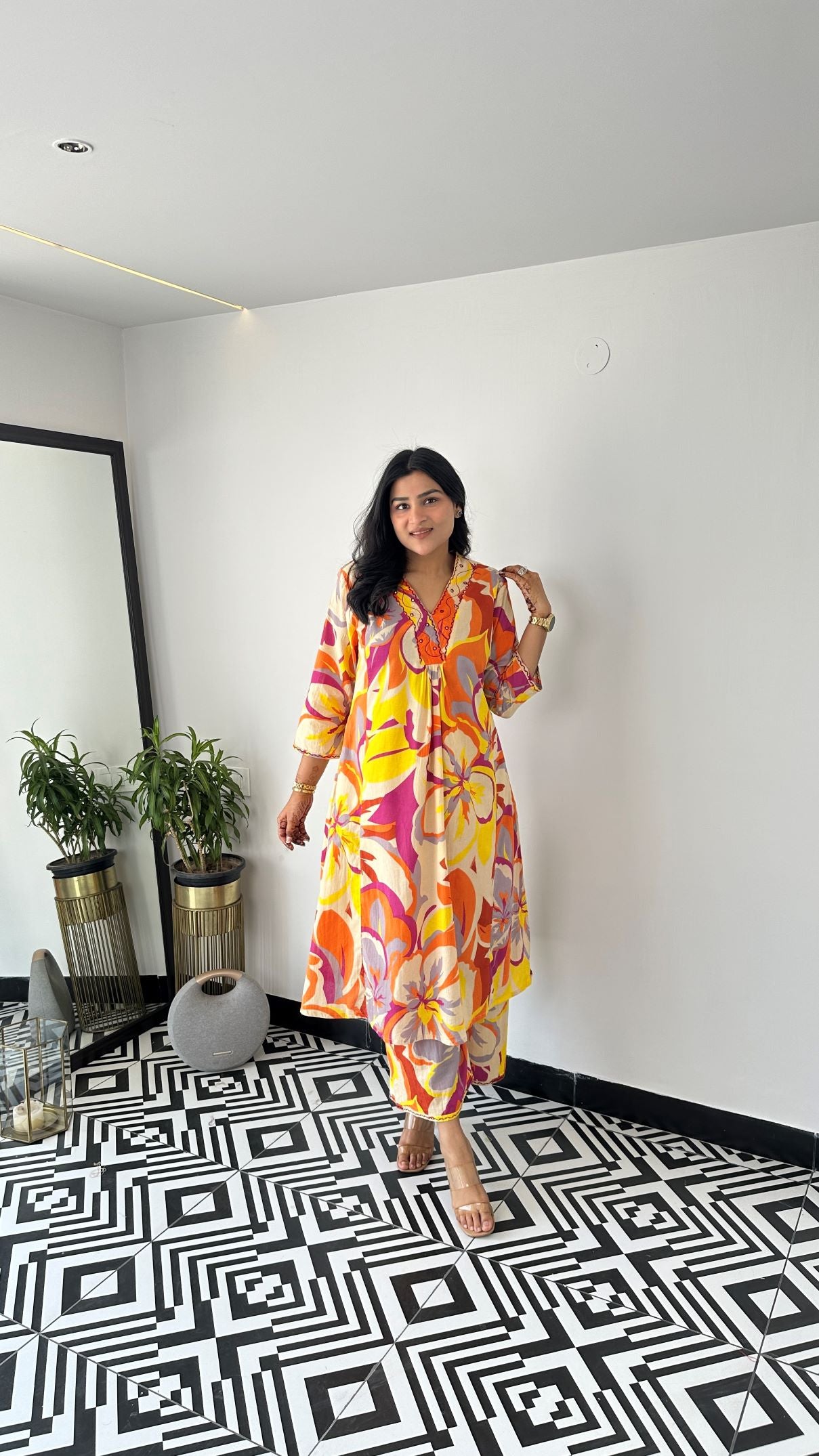 Staple Orange Camaflouge Kurta Pants