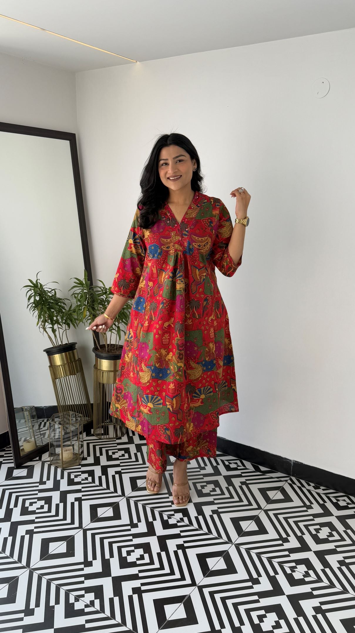 Staple Red Baku Kurta Pants