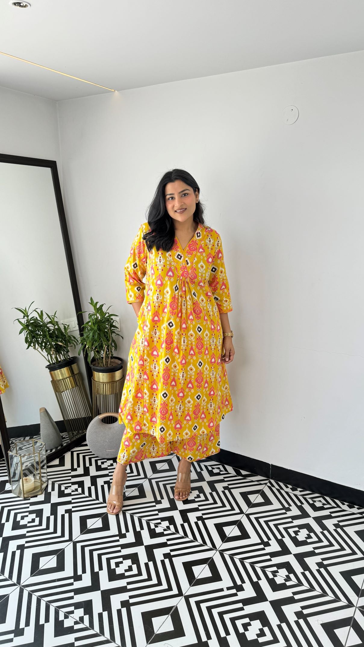 Staple Yellow Ikkat Kurta Pants