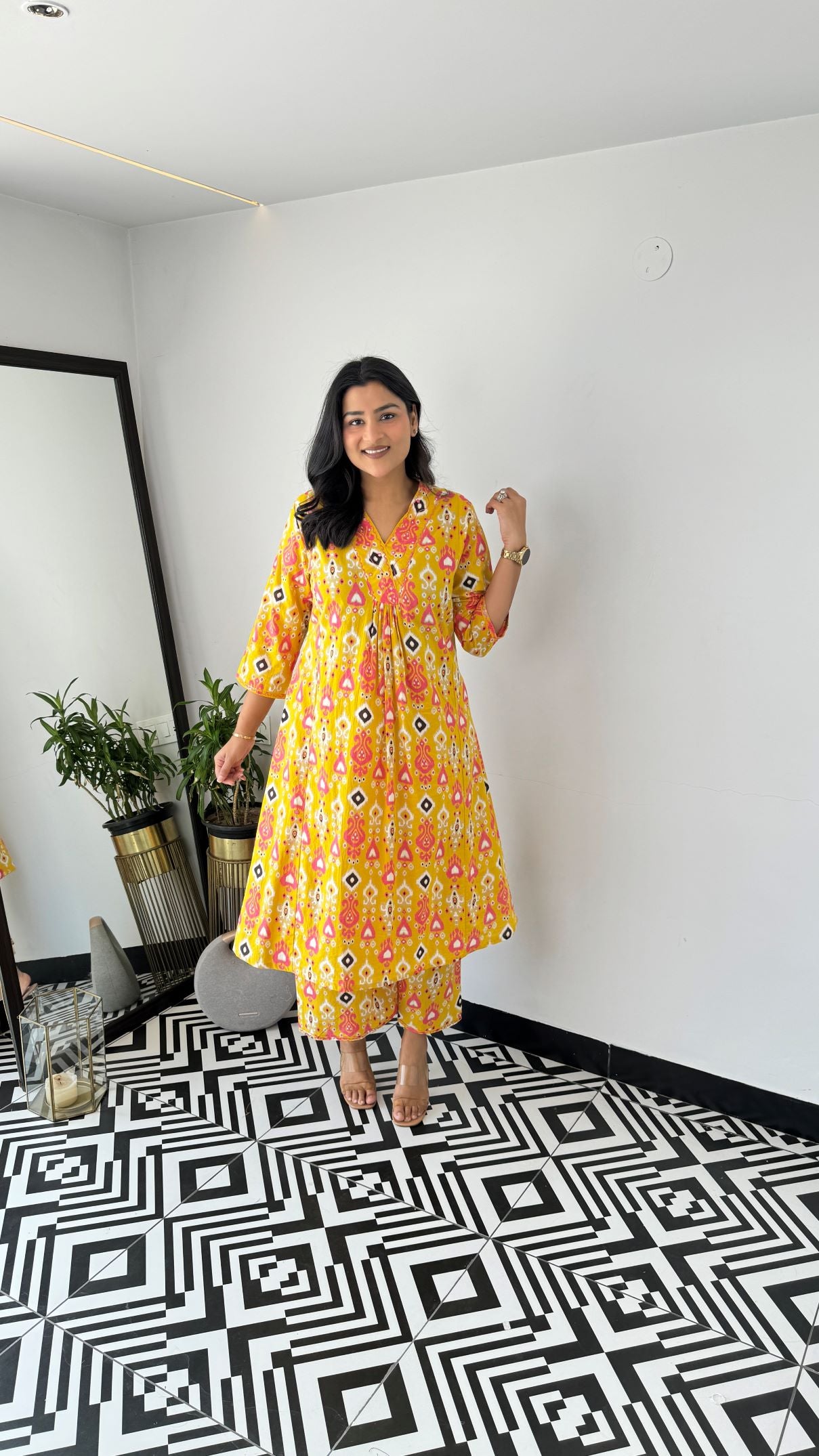 Staple Yellow Ikkat Kurta Pants