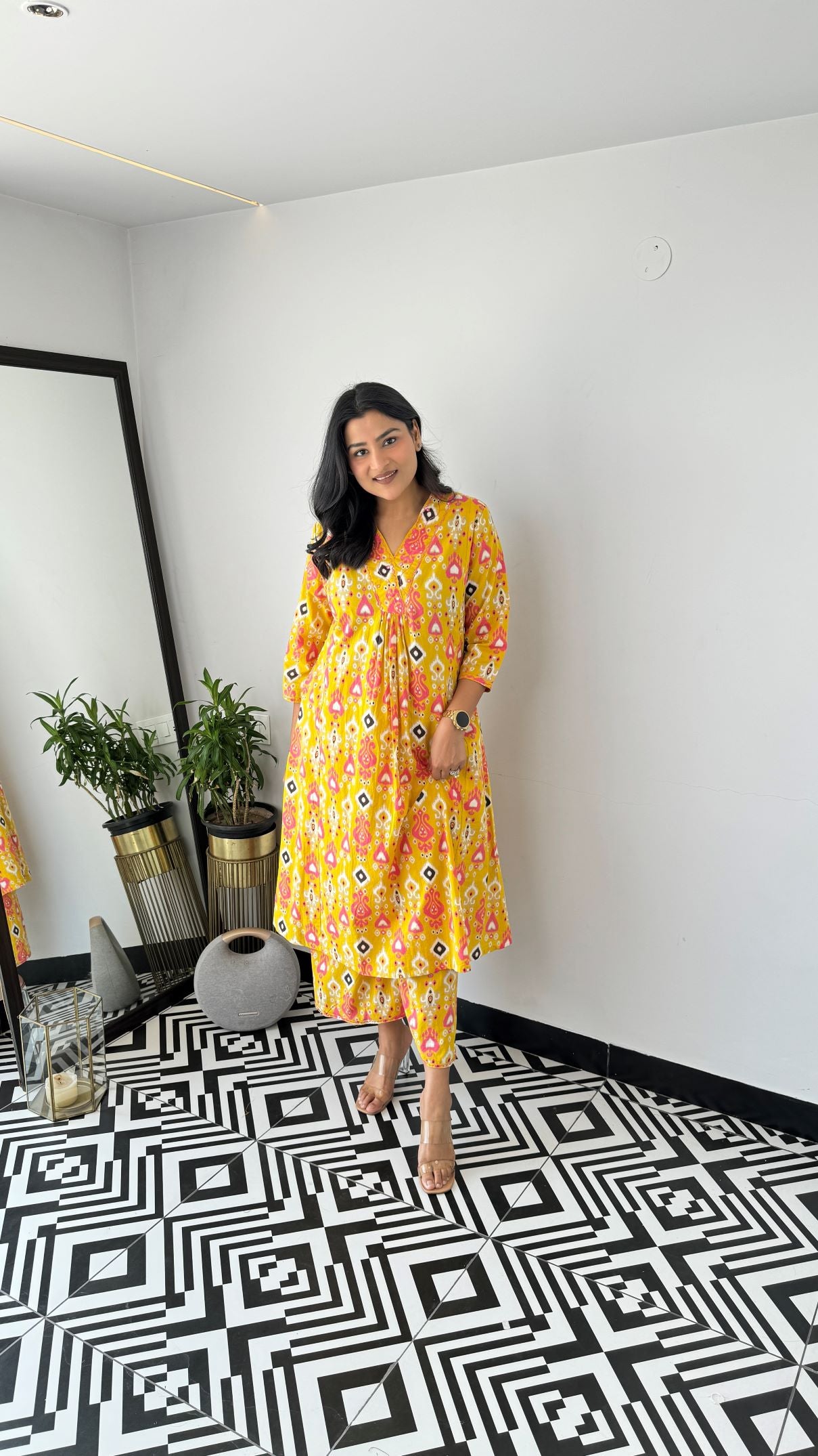 Staple Yellow Ikkat Kurta Pants