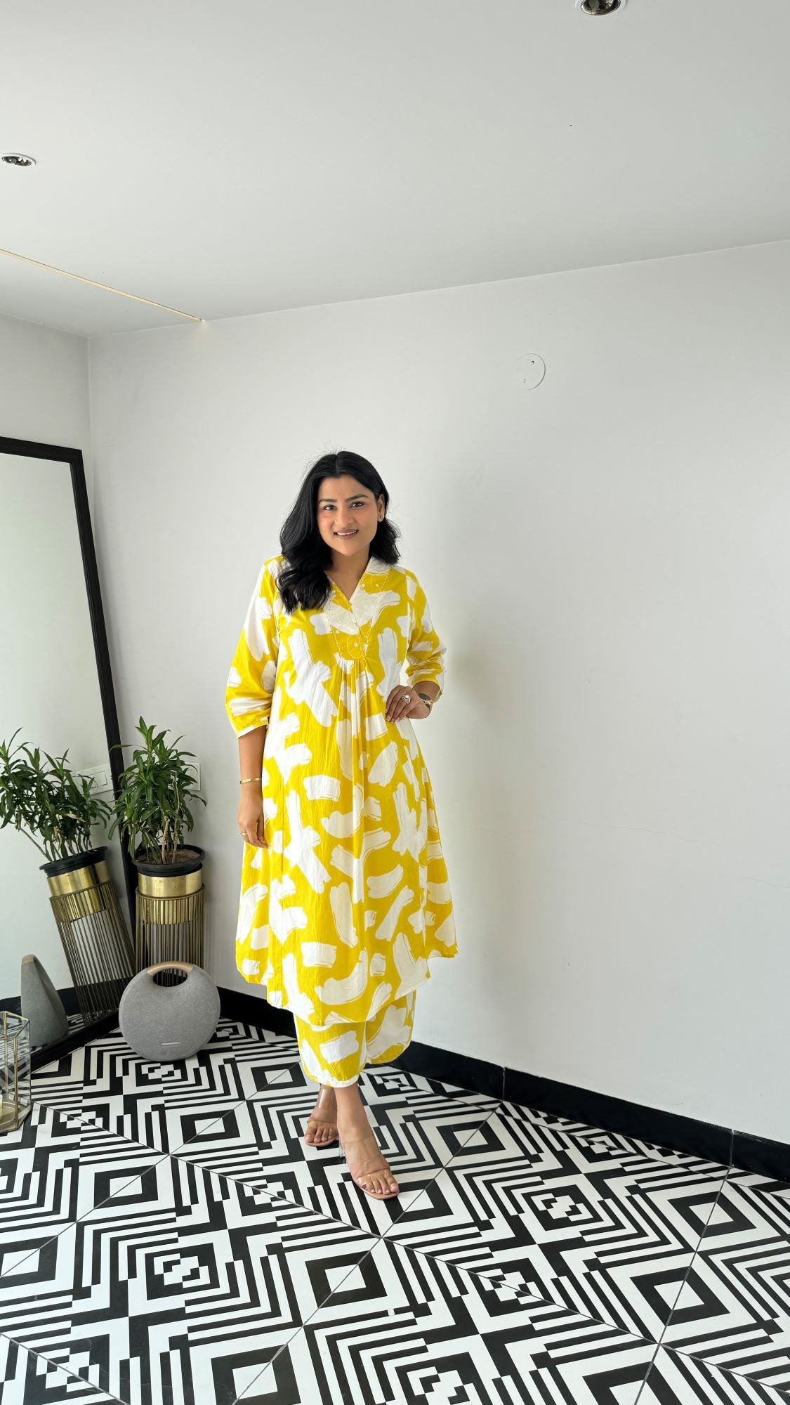 Staple Yellow Zebra Kurta Pants