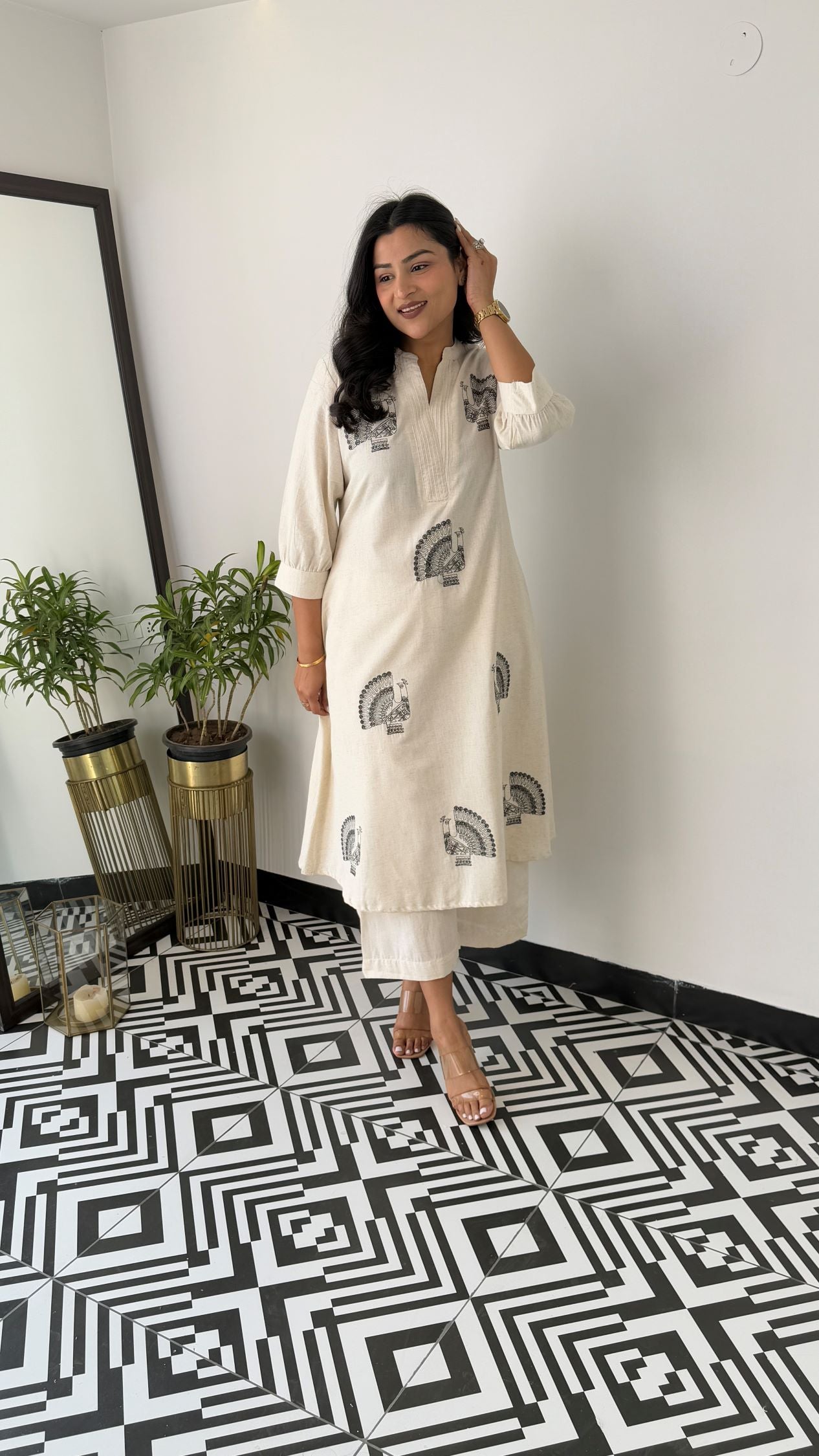 Swan Black Kurta Pants