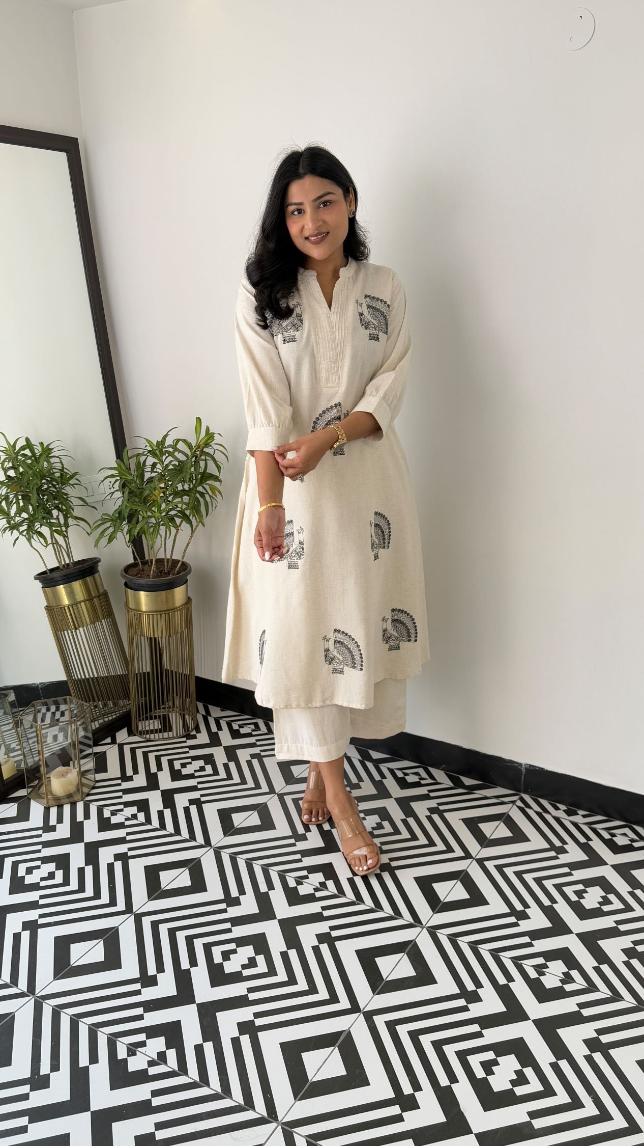 Swan Black Kurta Pants